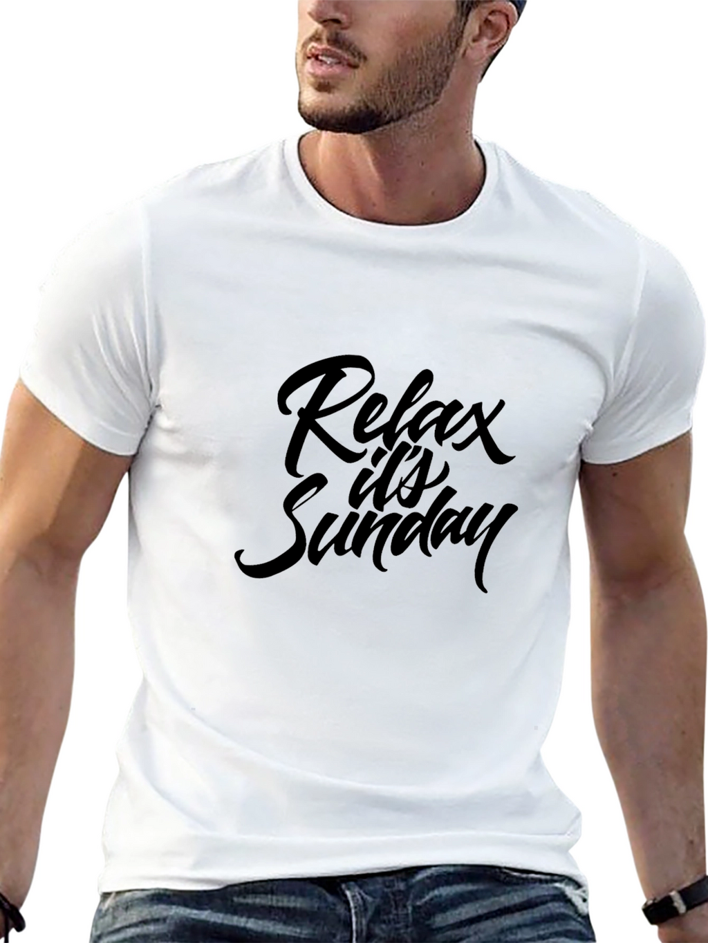 Relax Its Sunday Black T-Shirt
