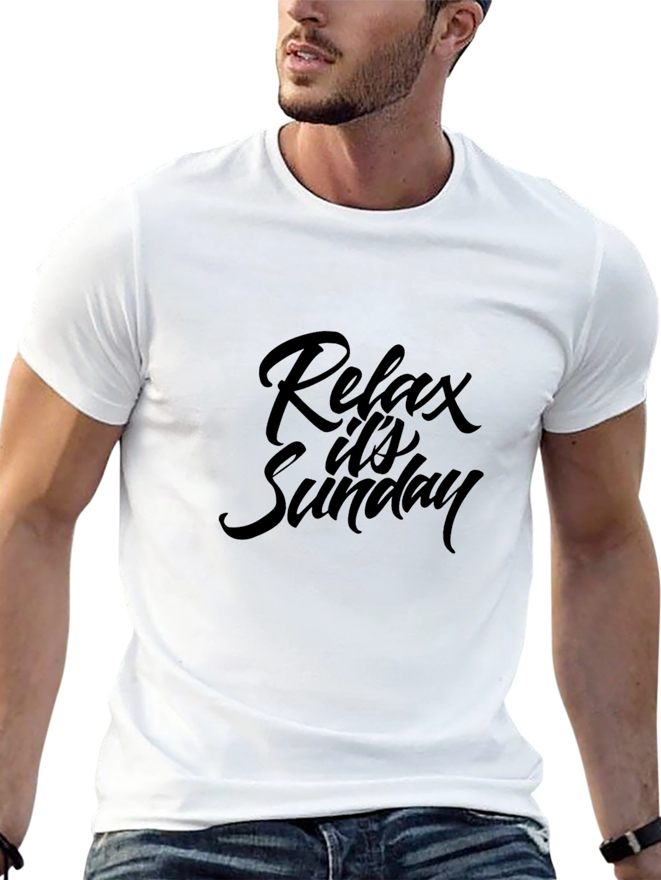 Relax Its Sunday Black T-Shirt