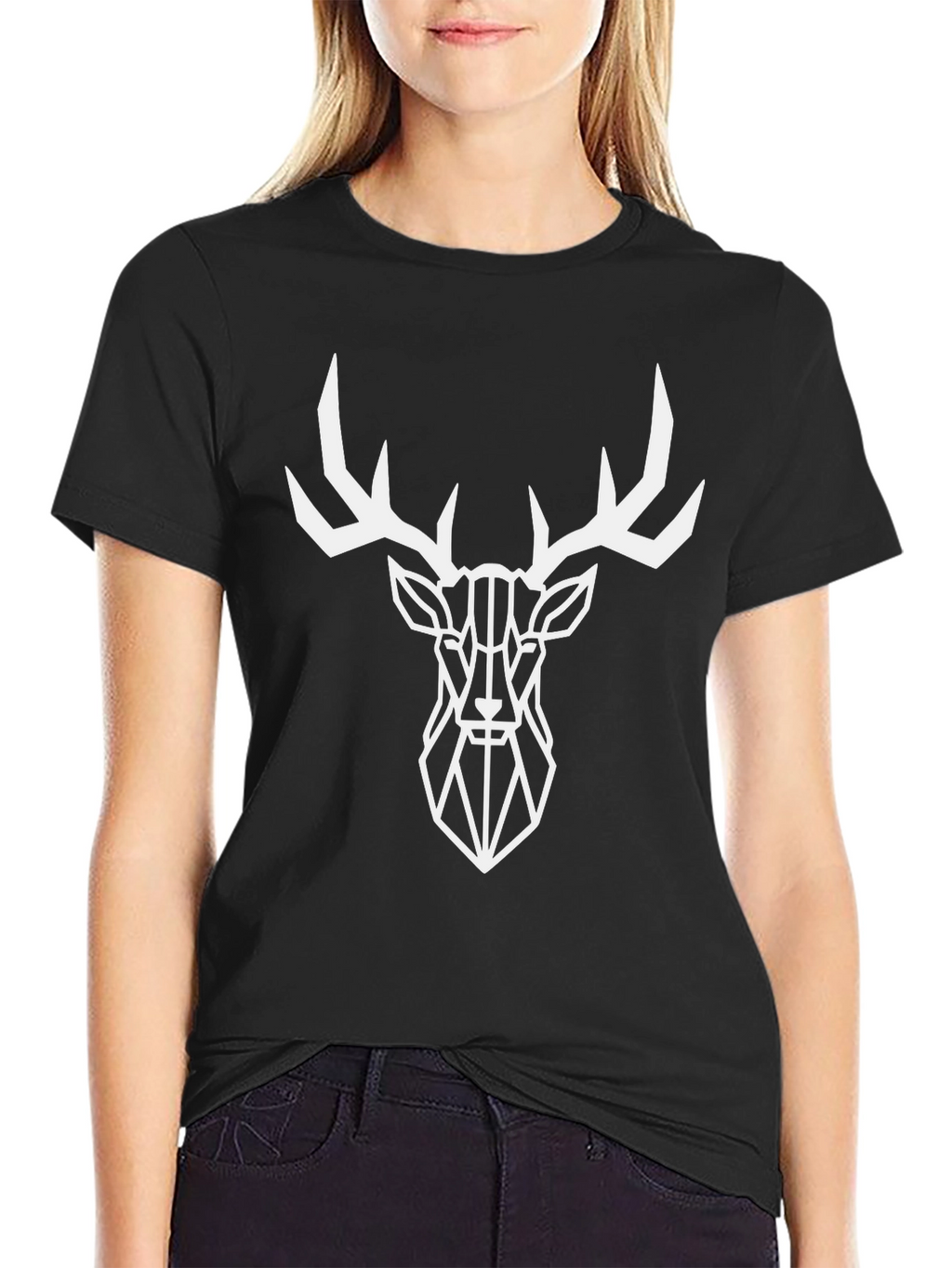 Geometric Deer Graphic Tee - Modern Style