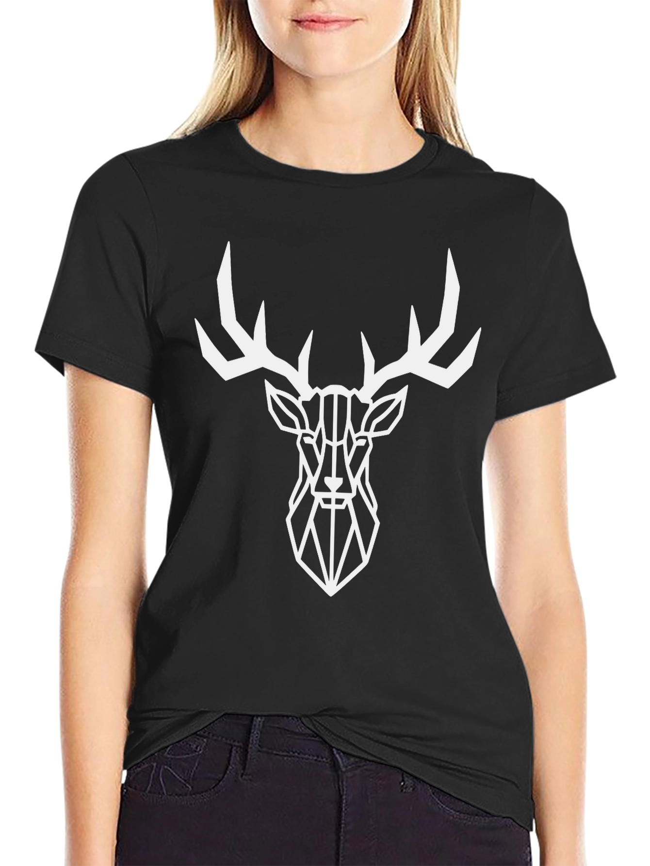 Geometric Deer Graphic Tee - Modern Style