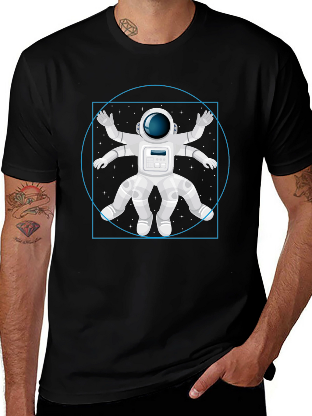 Astronaut Vitruvian Man Graphic T-Shirt