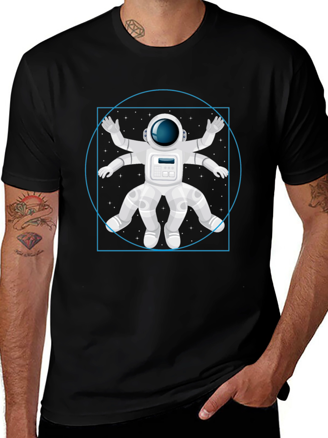 Astronaut Vitruvian Man Graphic T-Shirt