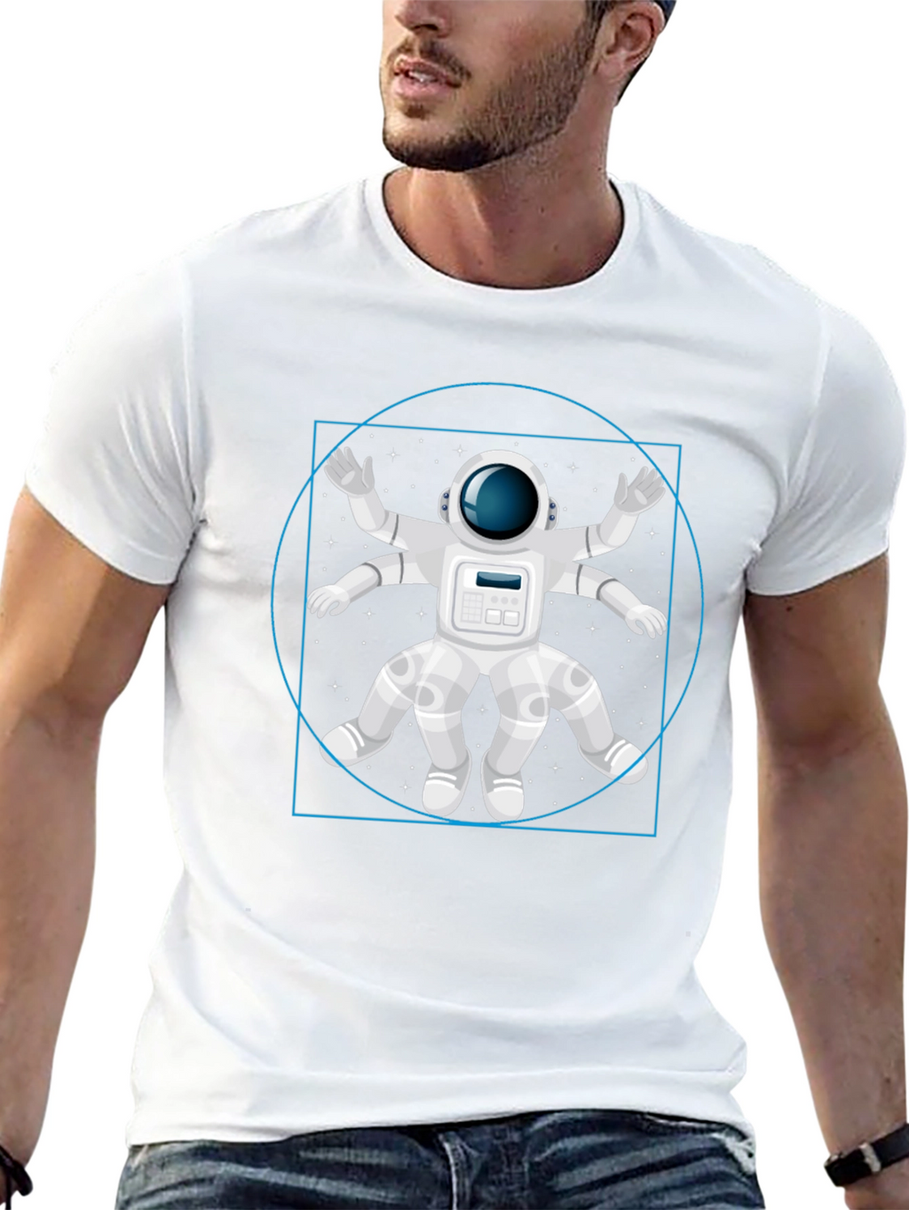 Astronaut Vitruvian Man Graphic T-Shirt