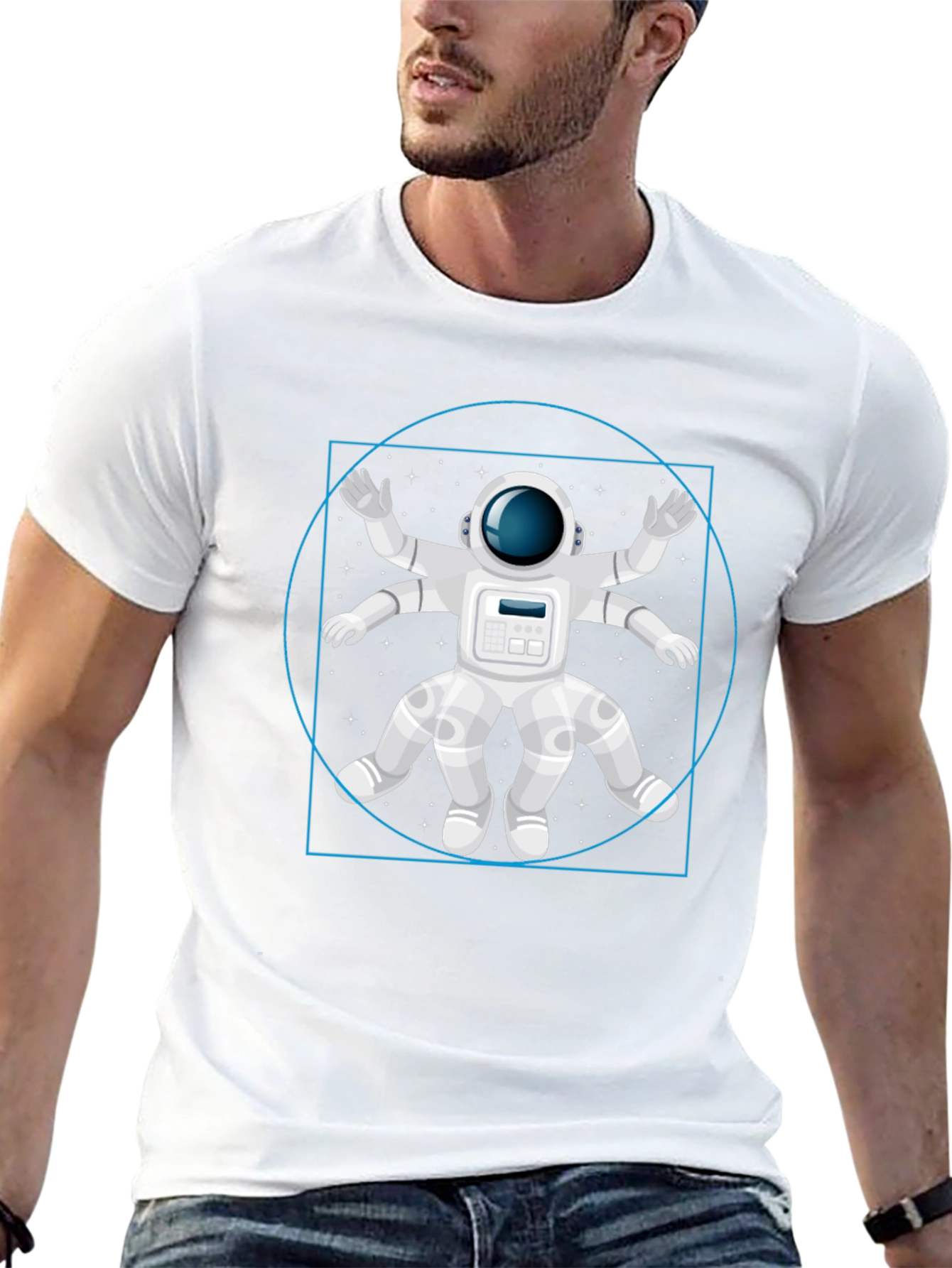 Astronaut Vitruvian Man Graphic T-Shirt