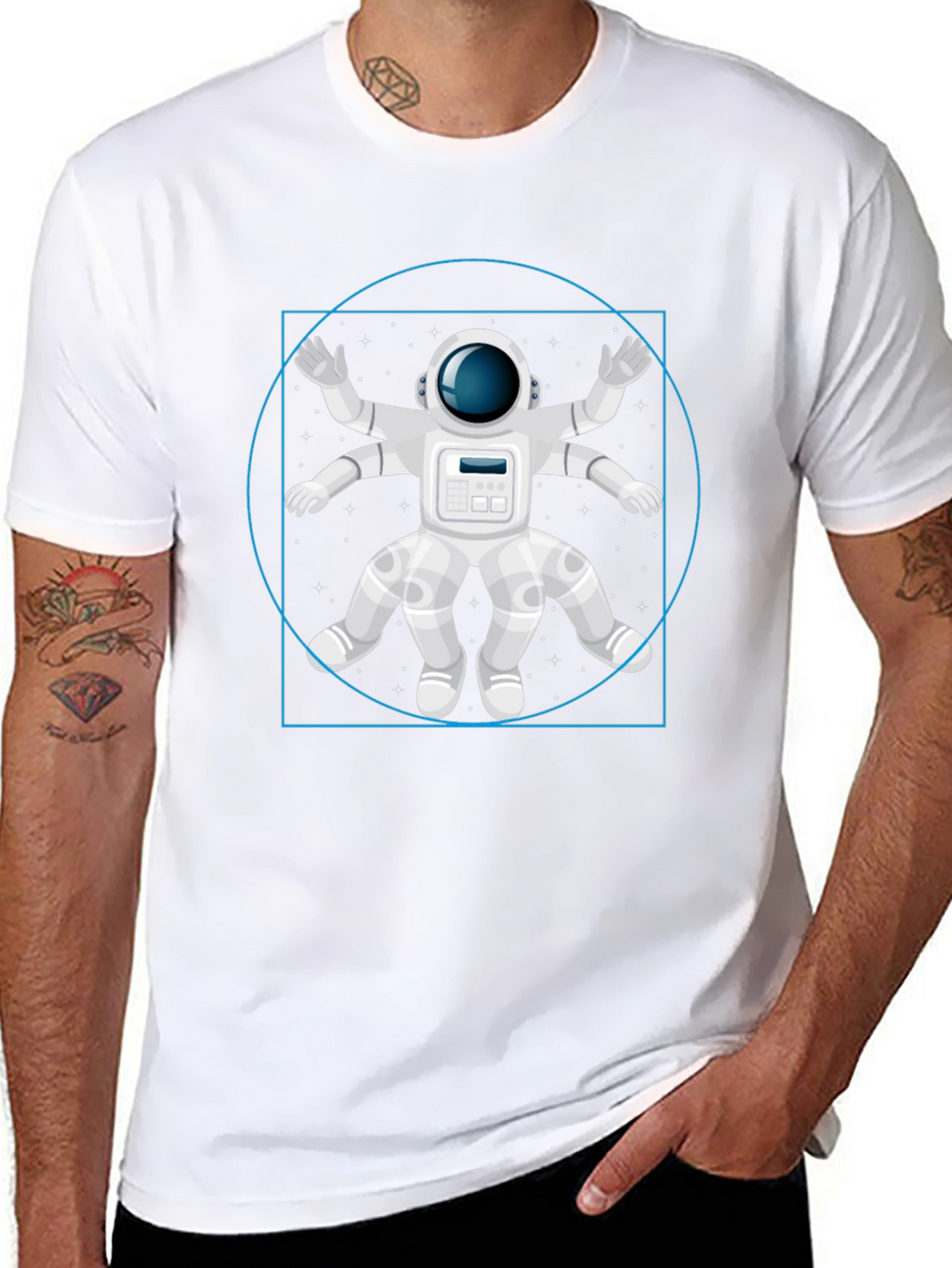 Astronaut Vitruvian Man Graphic T-Shirt