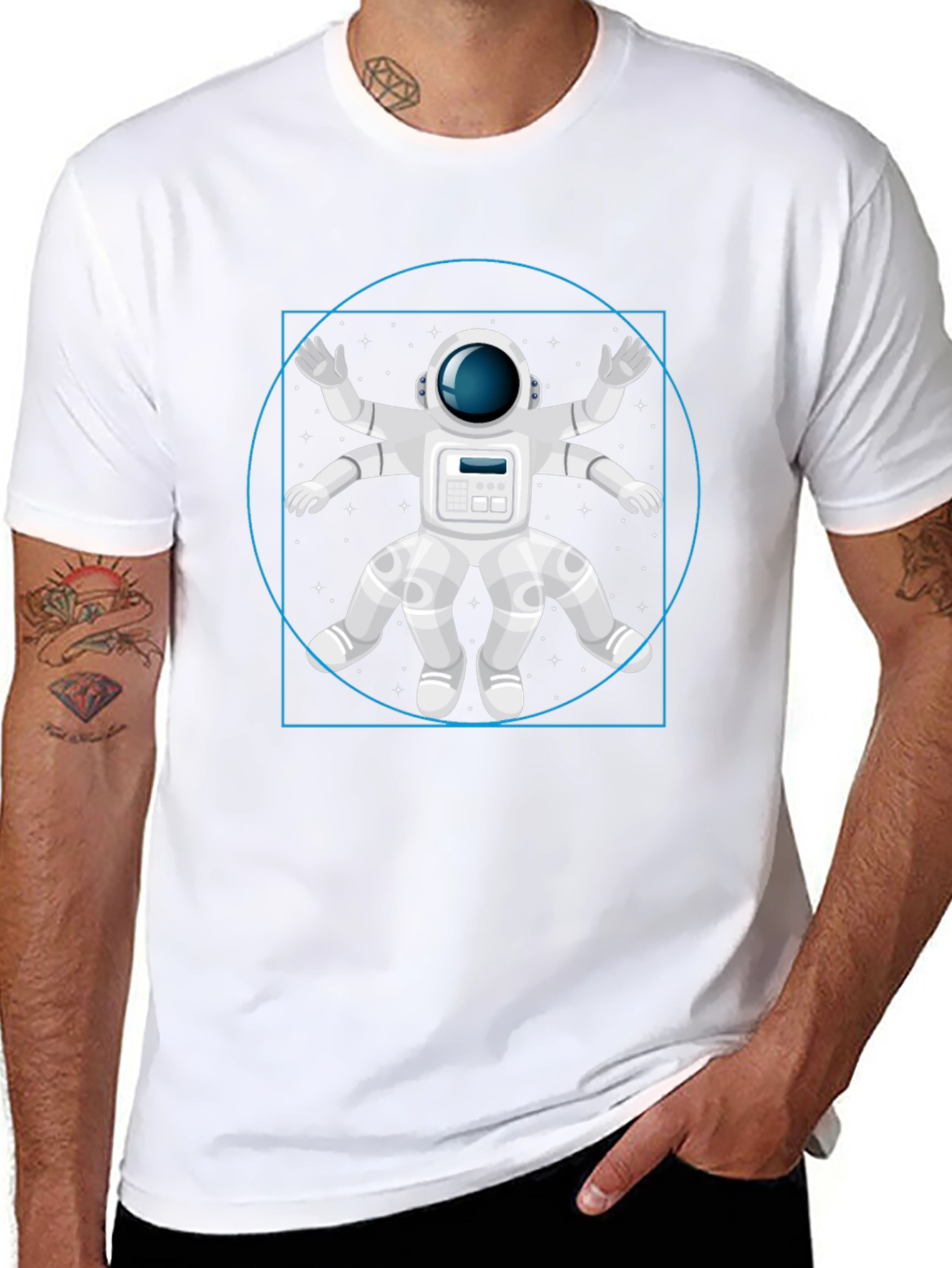 Astronaut Vitruvian Man Graphic T-Shirt