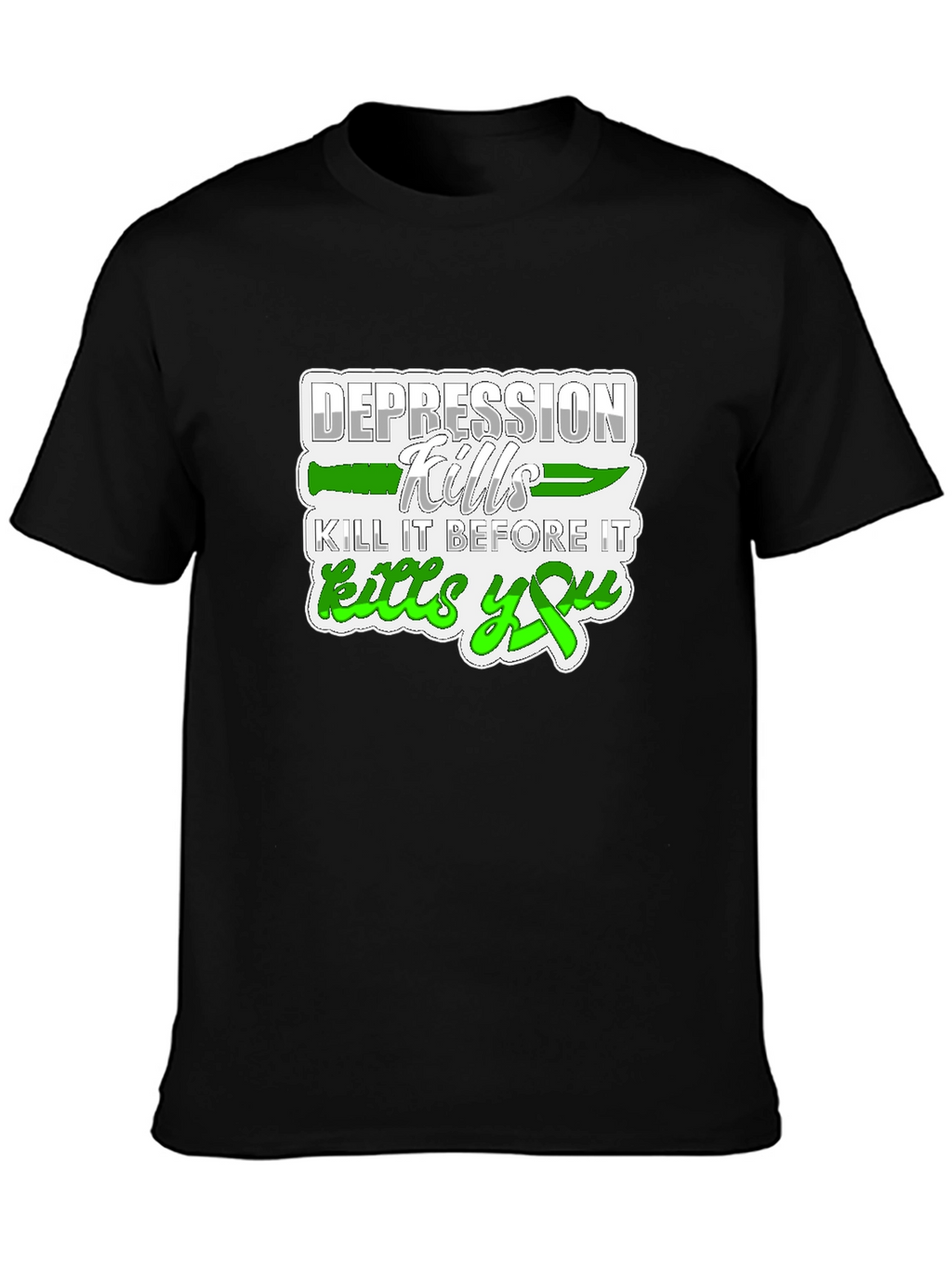 Depression Kills Graphic Tee - Black Cotton T-Shirt