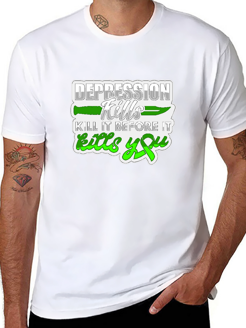 Depression Kills Graphic Tee - Black Cotton T-Shirt