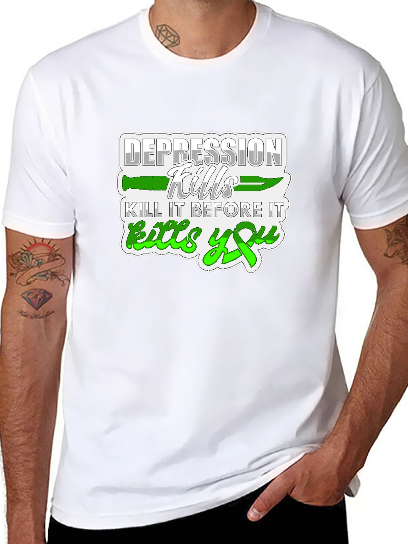 Depression Kills Graphic Tee - Black Cotton T-Shirt