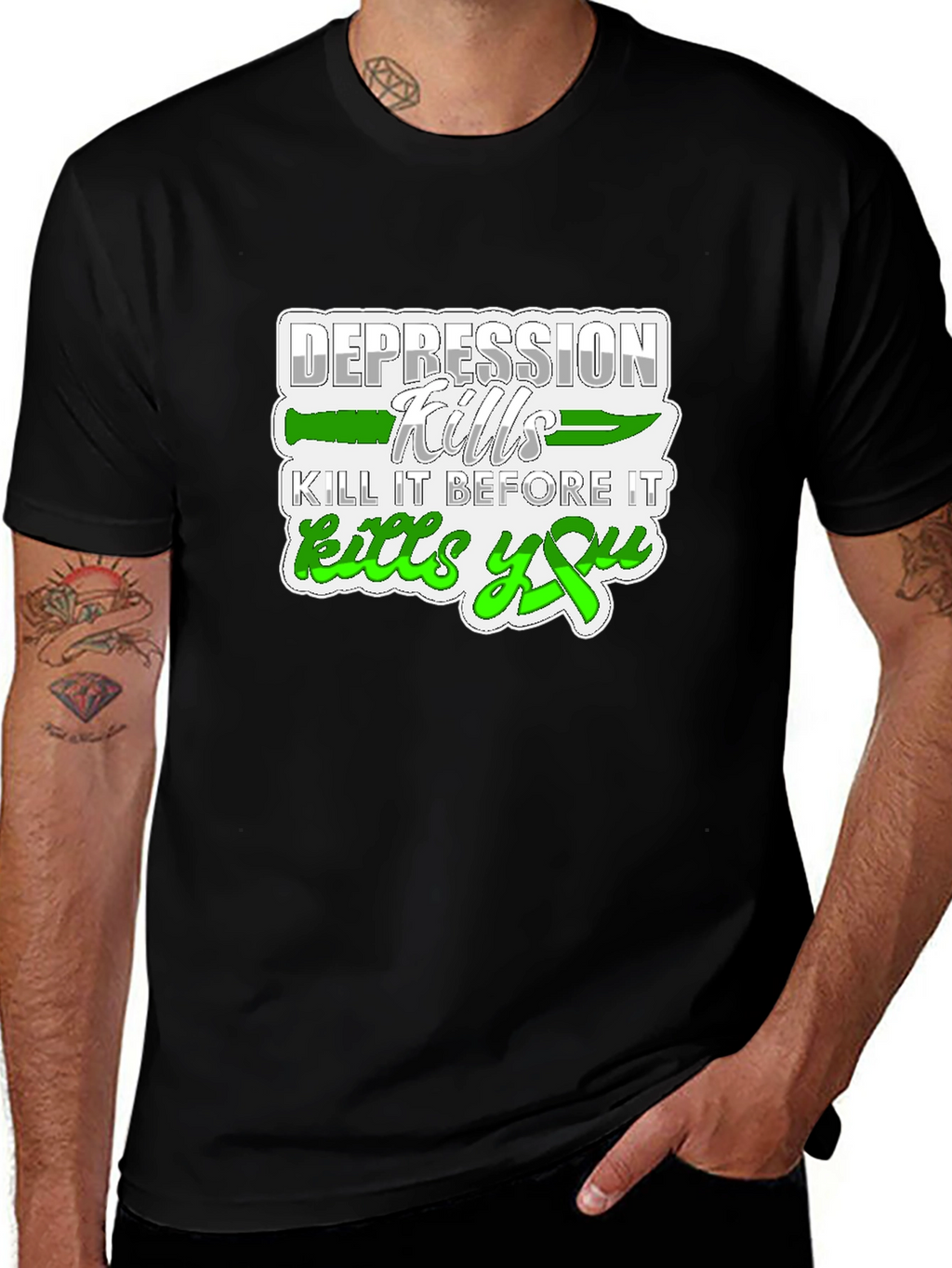 Depression Kills Graphic Tee - Black Cotton T-Shirt