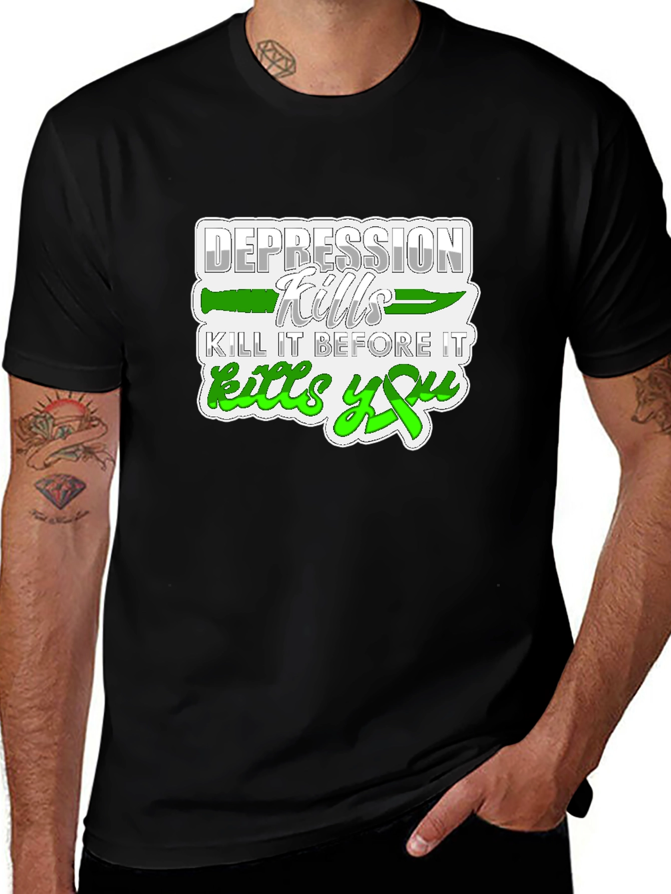 Depression Kills Graphic Tee - Black Cotton T-Shirt
