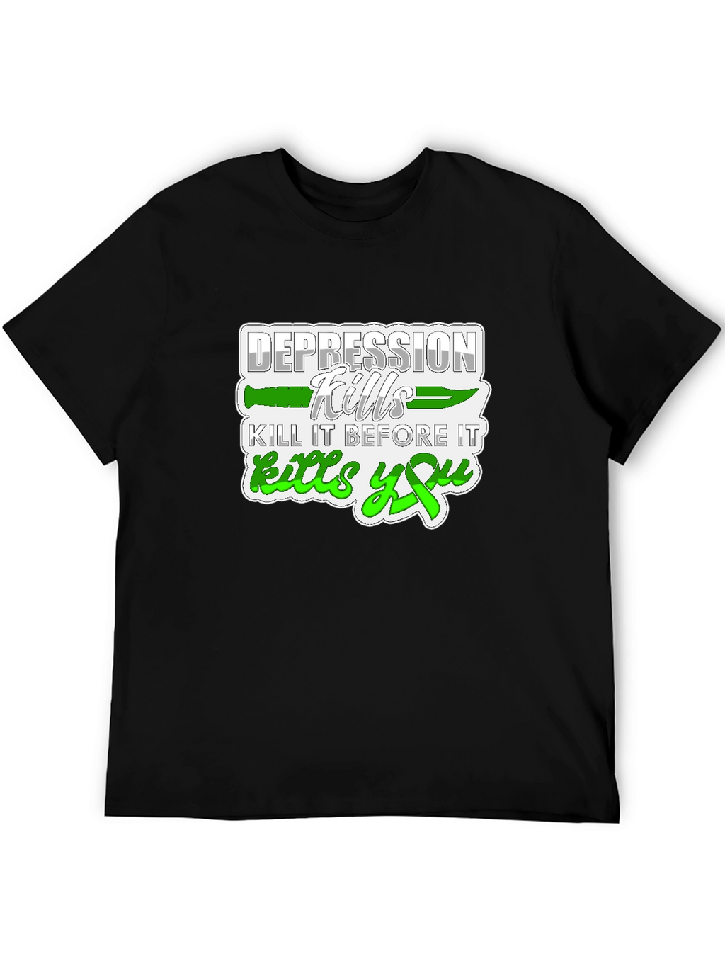 Depression Kills Graphic Tee - Black Cotton T-Shirt