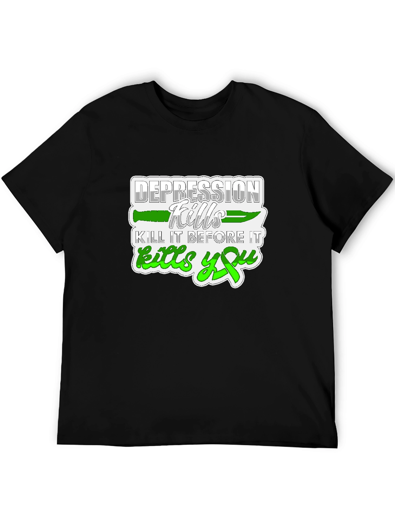 Depression Kills Graphic Tee - Black Cotton T-Shirt