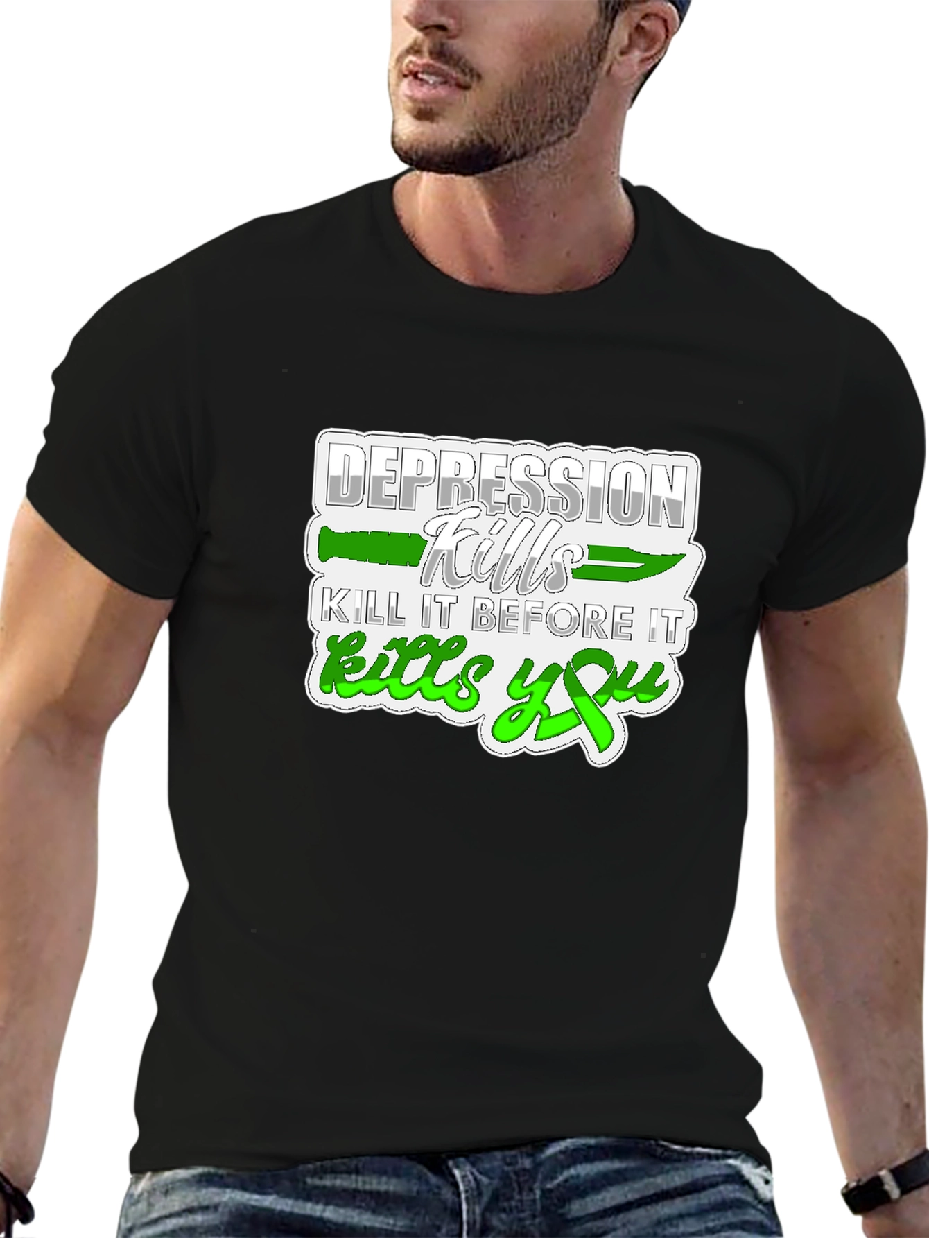 Depression Kills Graphic Tee - Black Cotton T-Shirt