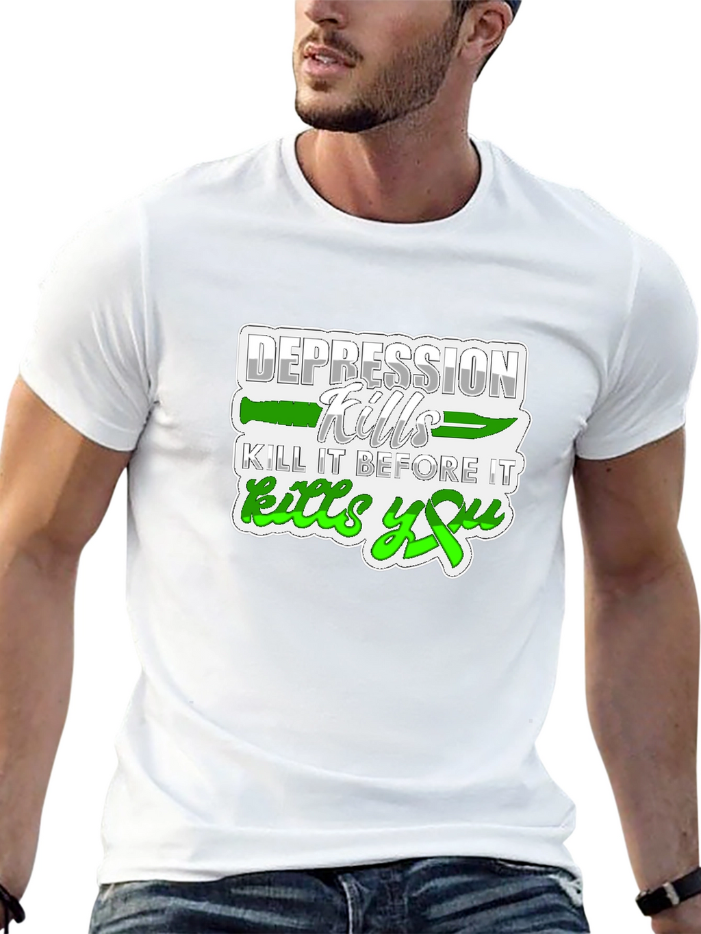 Depression Kills Graphic Tee - Black Cotton T-Shirt