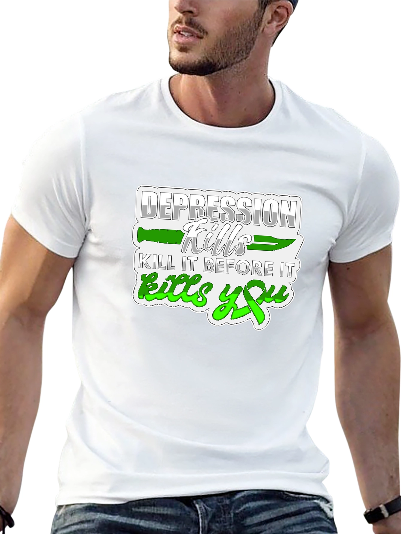 Depression Kills Graphic Tee - Black Cotton T-Shirt