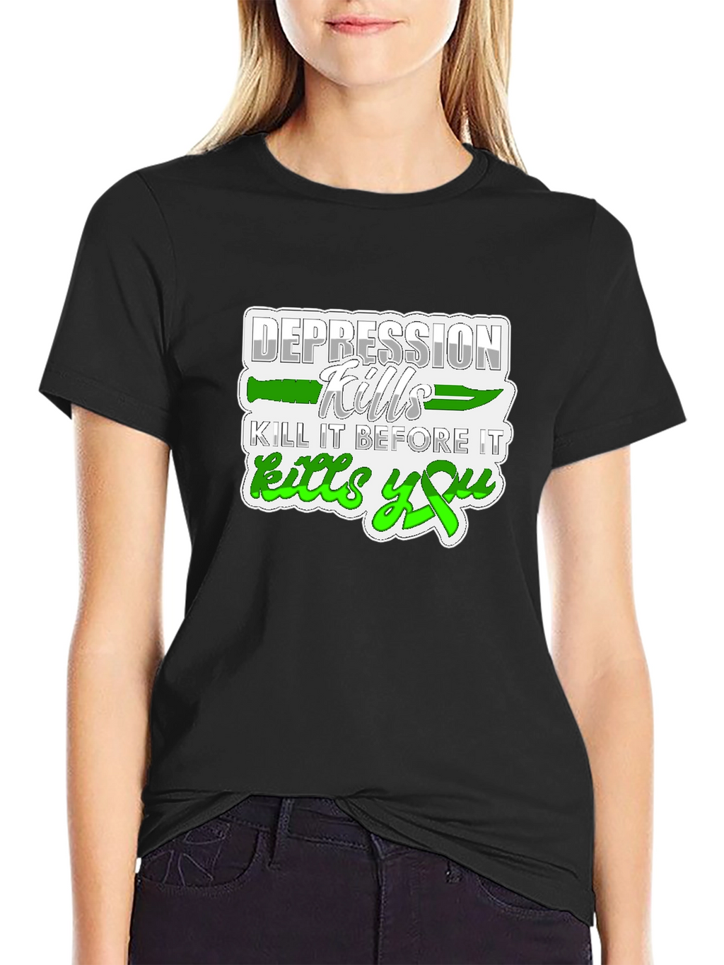 Depression Kills Graphic Tee - Black Cotton T-Shirt