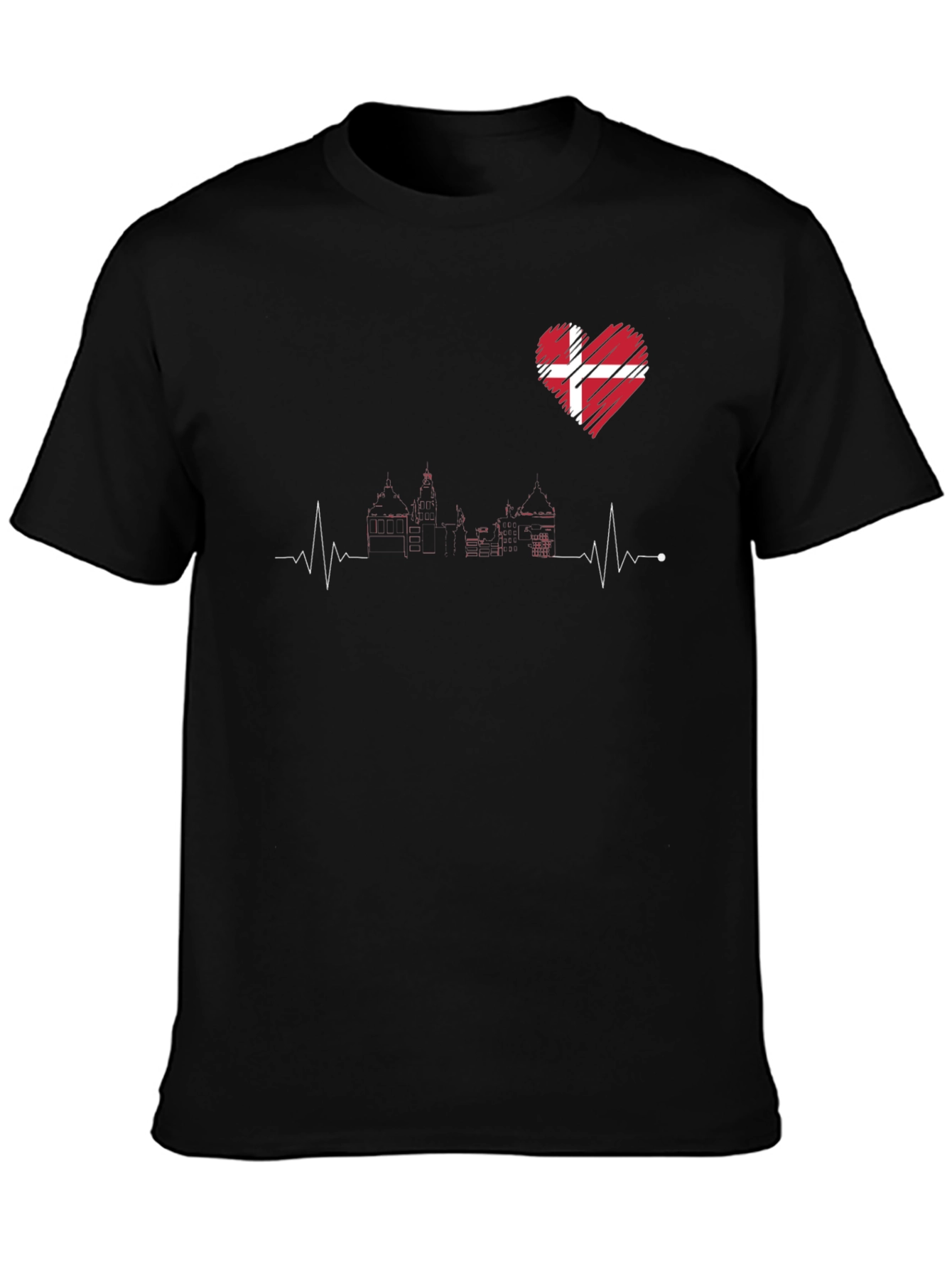 Denmark Love Heartbeat T-Shirt