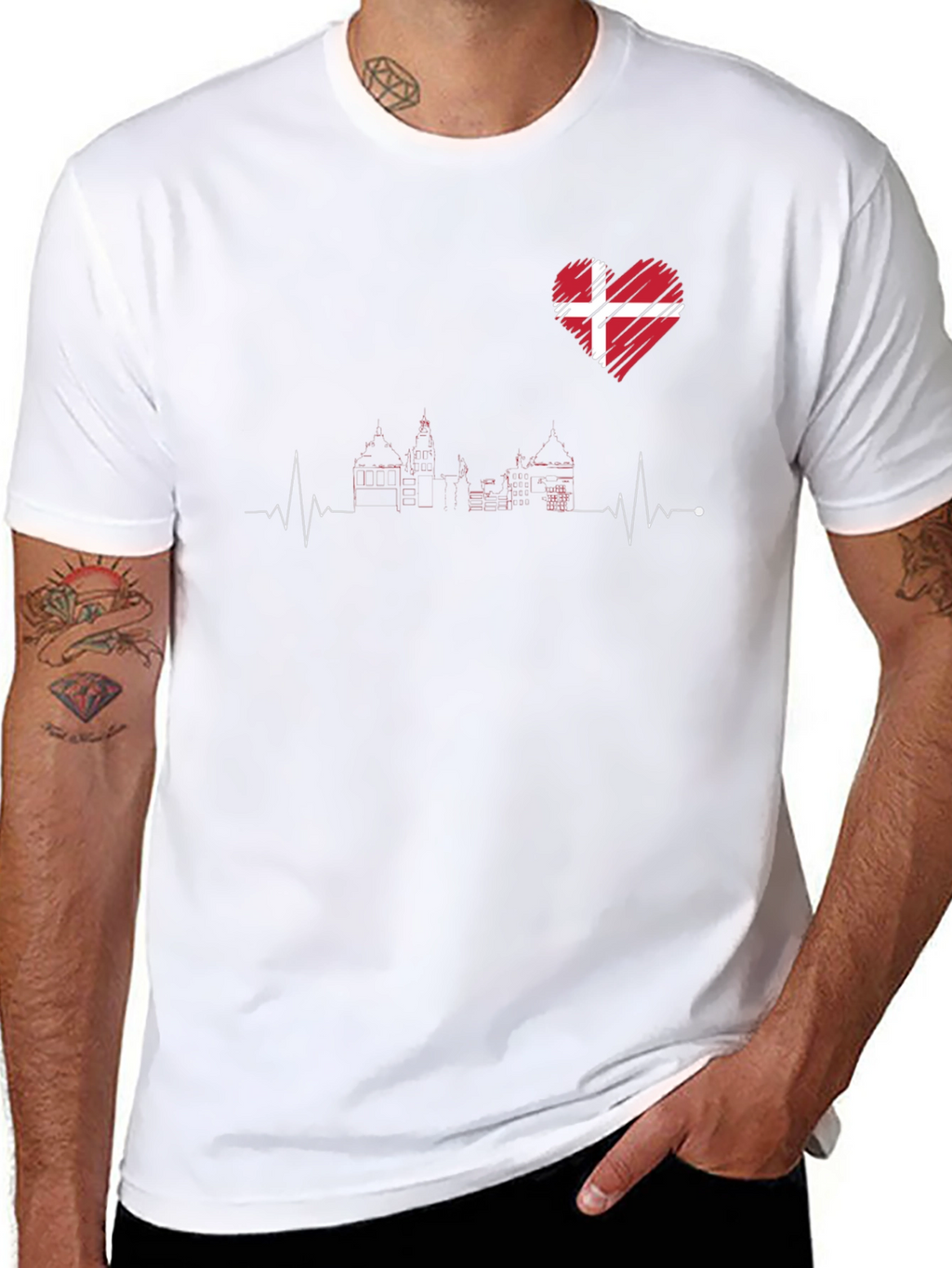 Denmark Love Heartbeat T-Shirt