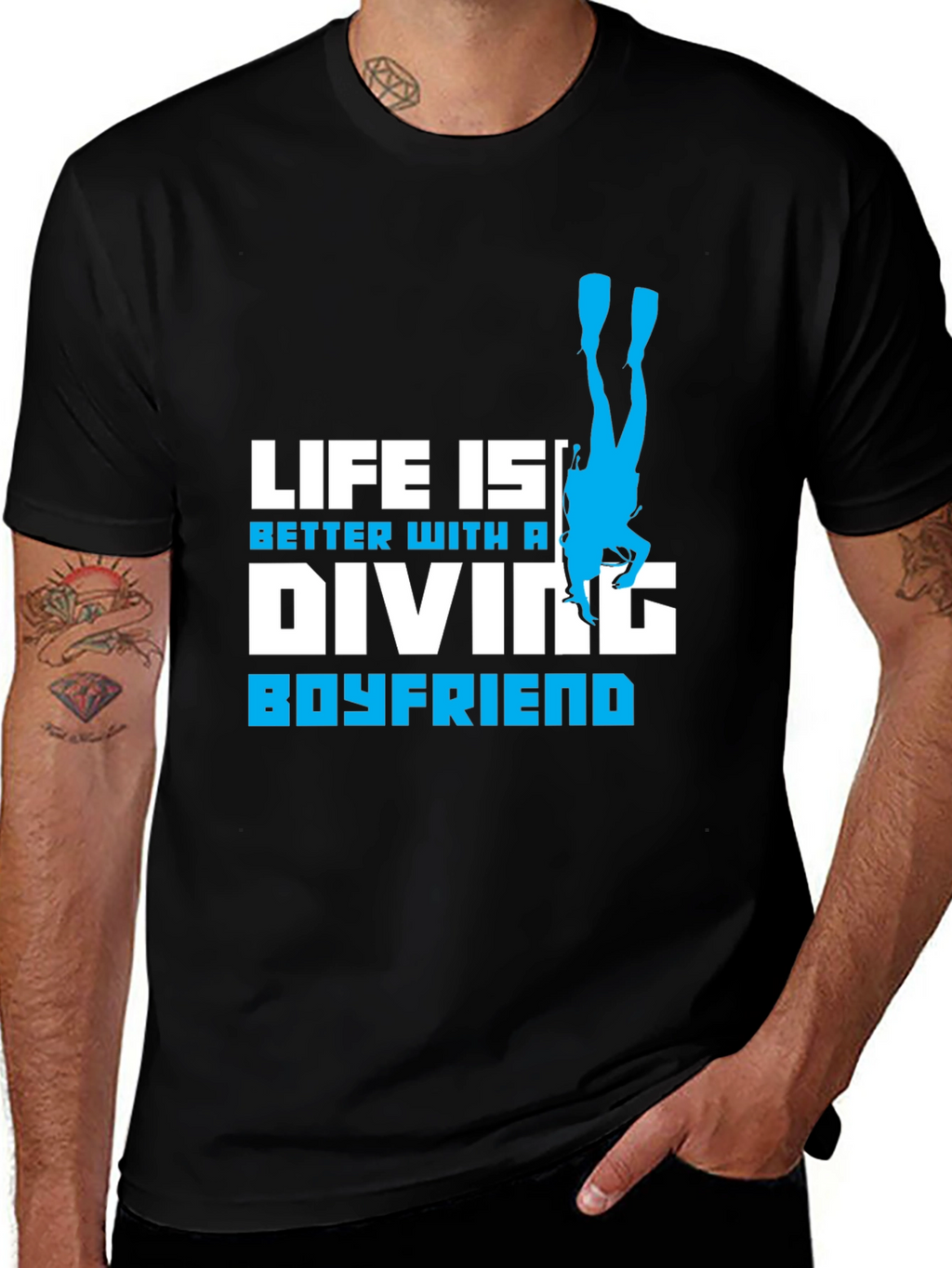Diving Boyfriend Black T-Shirt - Scuba Diver Love