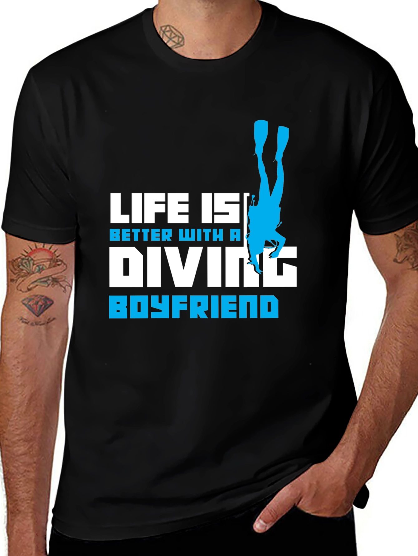 Diving Boyfriend Black T-Shirt - Scuba Diver Love