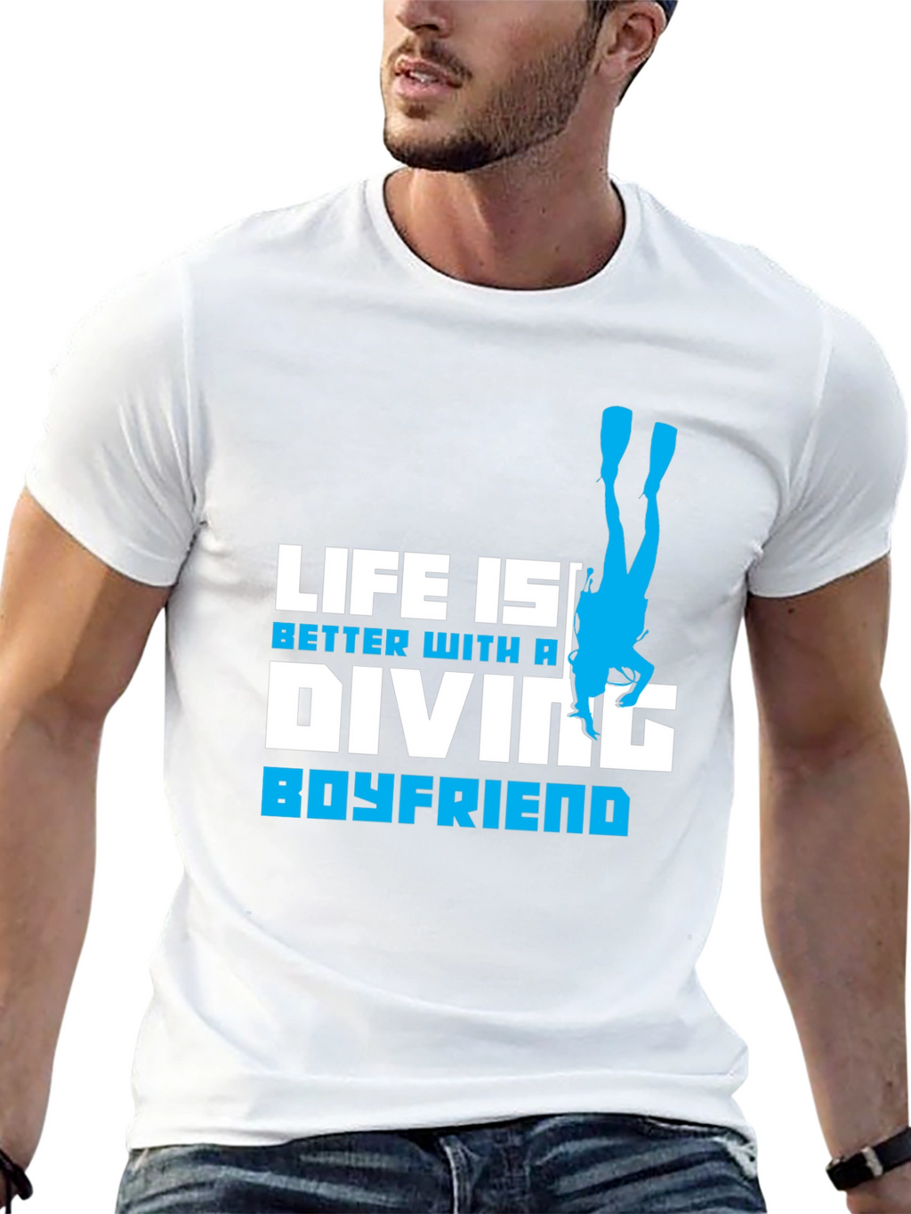 Diving Boyfriend Black T-Shirt - Scuba Diver Love