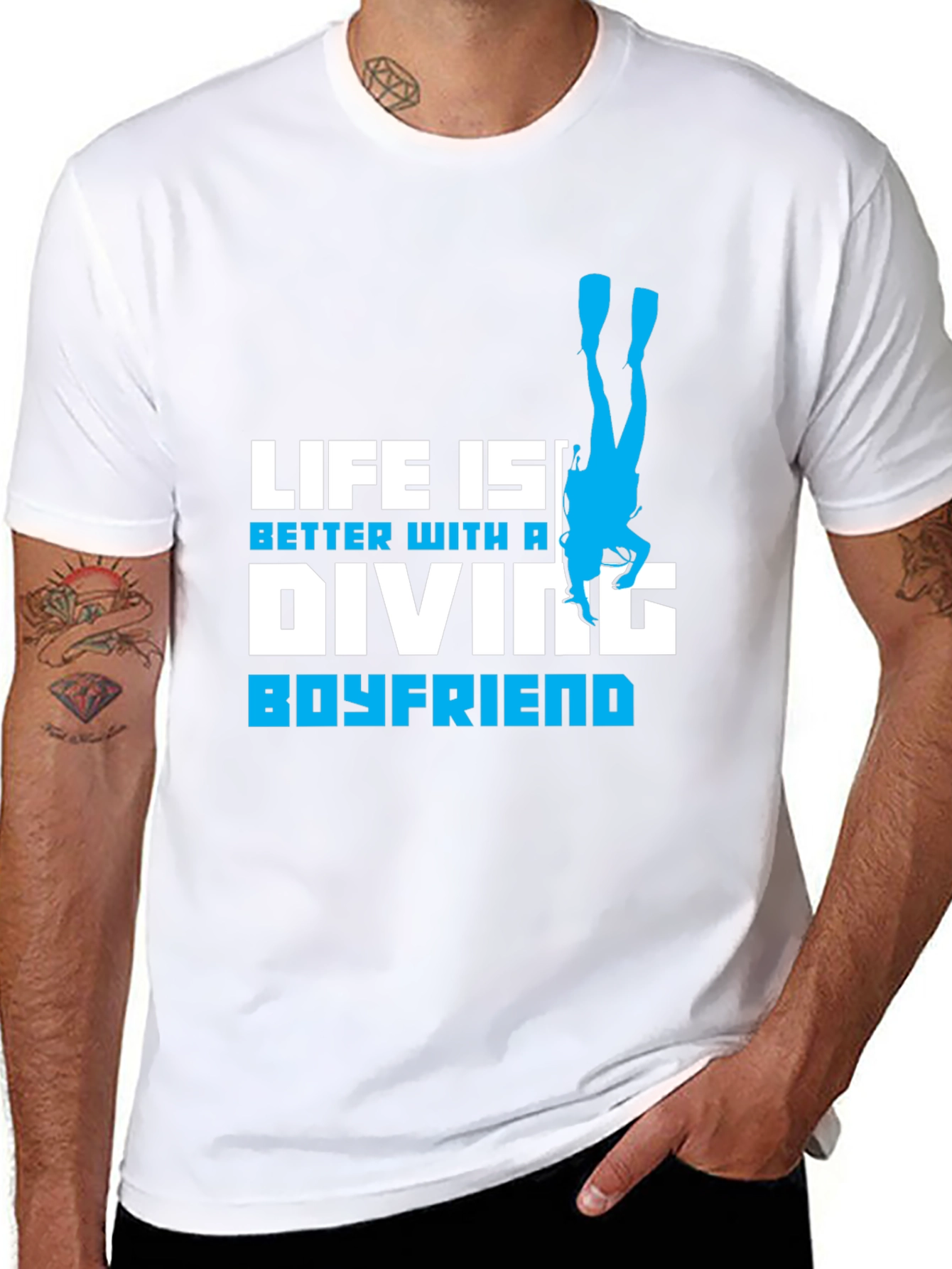 Diving Boyfriend Black T-Shirt - Scuba Diver Love