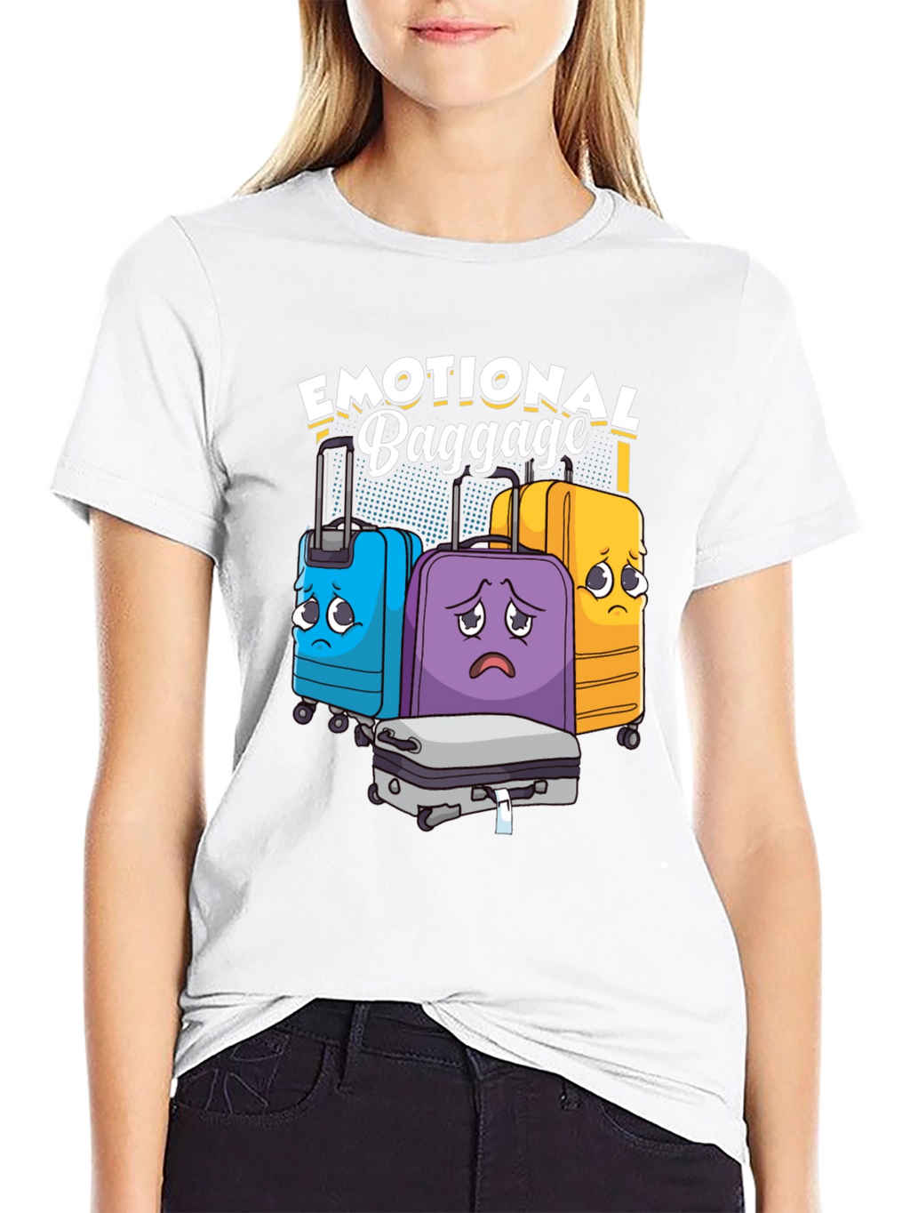 Emotional Baggage T-Shirt Funny Cartoon Suitcases