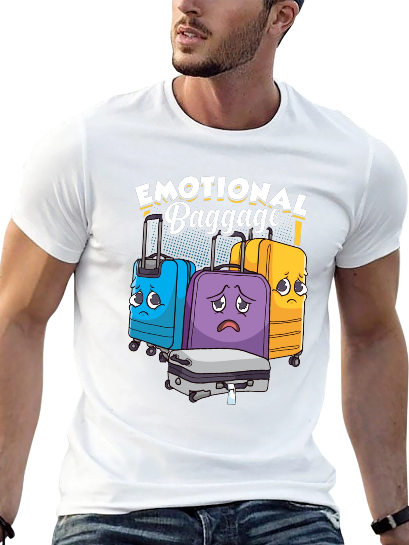 Emotional Baggage T-Shirt Funny Cartoon Suitcases