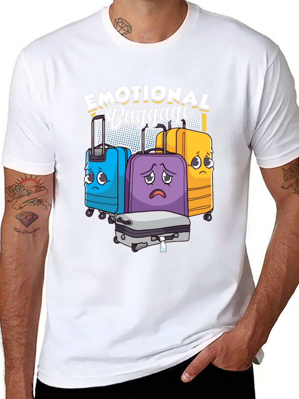 Emotional Baggage T-Shirt Funny Cartoon Suitcases
