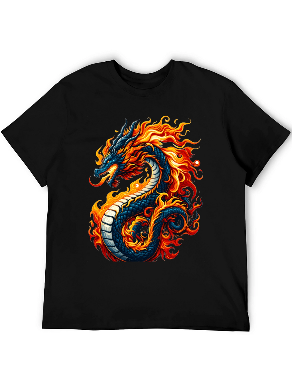 Fiery Dragon Graphic Black T-Shirt