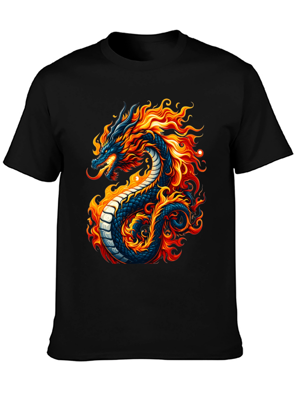 Fiery Dragon Graphic Black T-Shirt