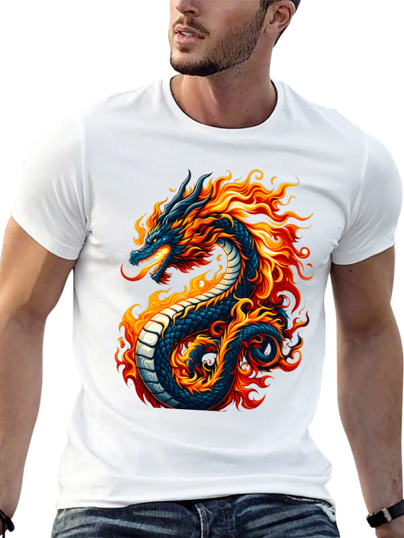Fiery Dragon Graphic Black T-Shirt