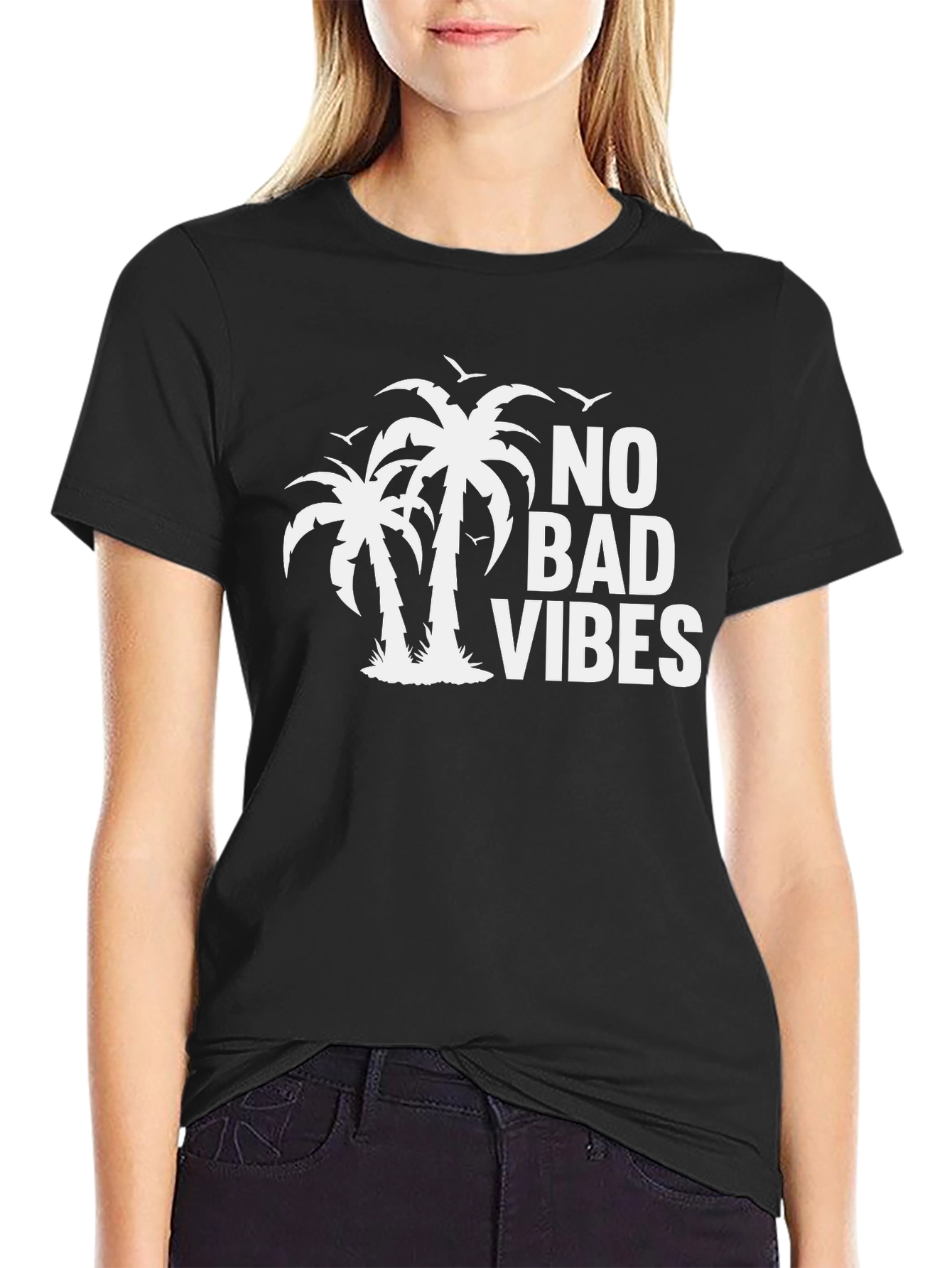 No Bad Vibes Palm Tree Graphic Tee