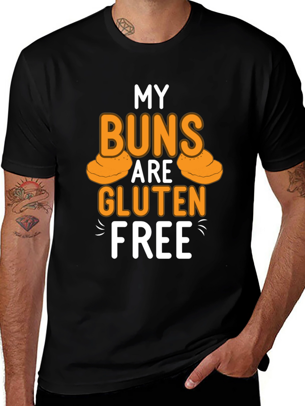 My Buns Are Gluten Free Black T-Shirt