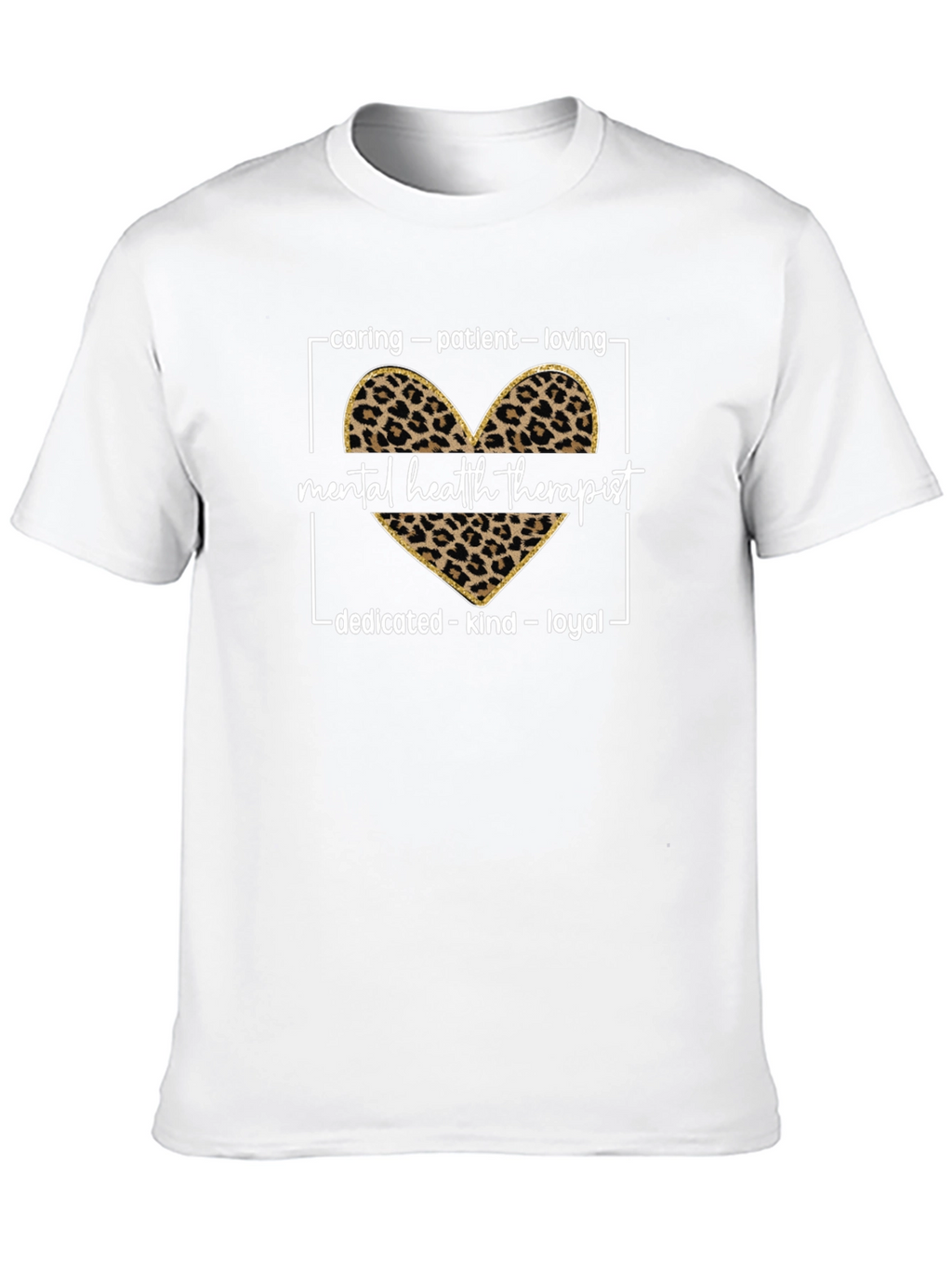 Mental Health Therapist Leopard Print Heart Tee