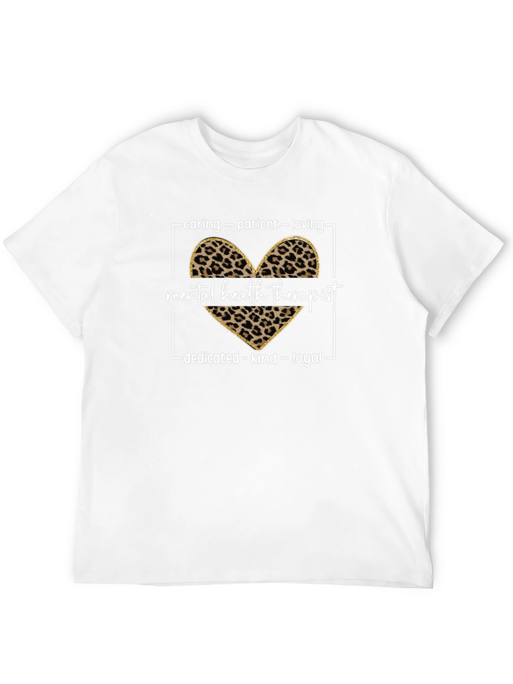 Mental Health Therapist Leopard Print Heart Tee