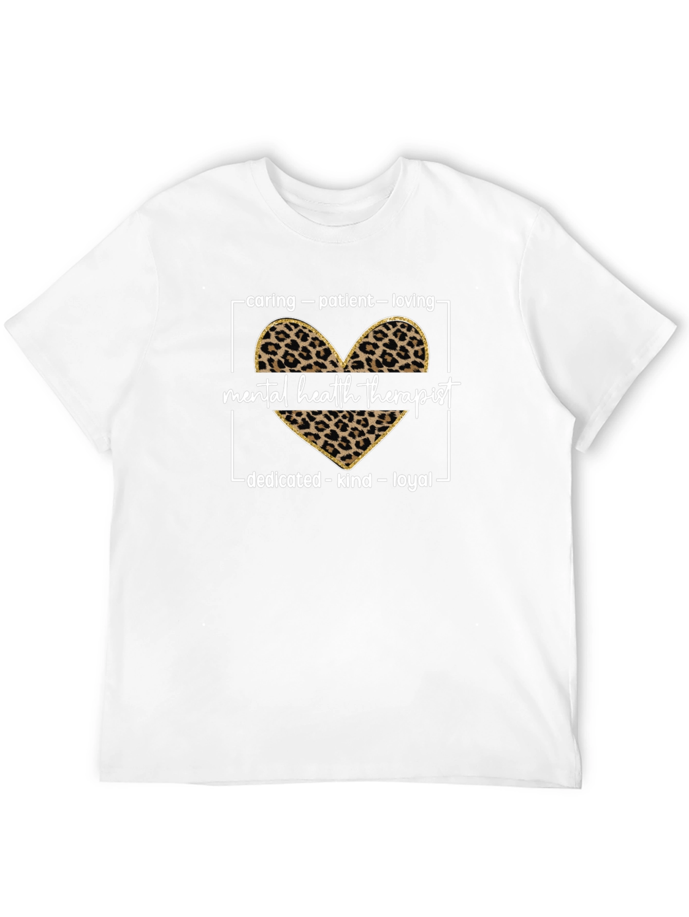 Mental Health Therapist Leopard Print Heart Tee