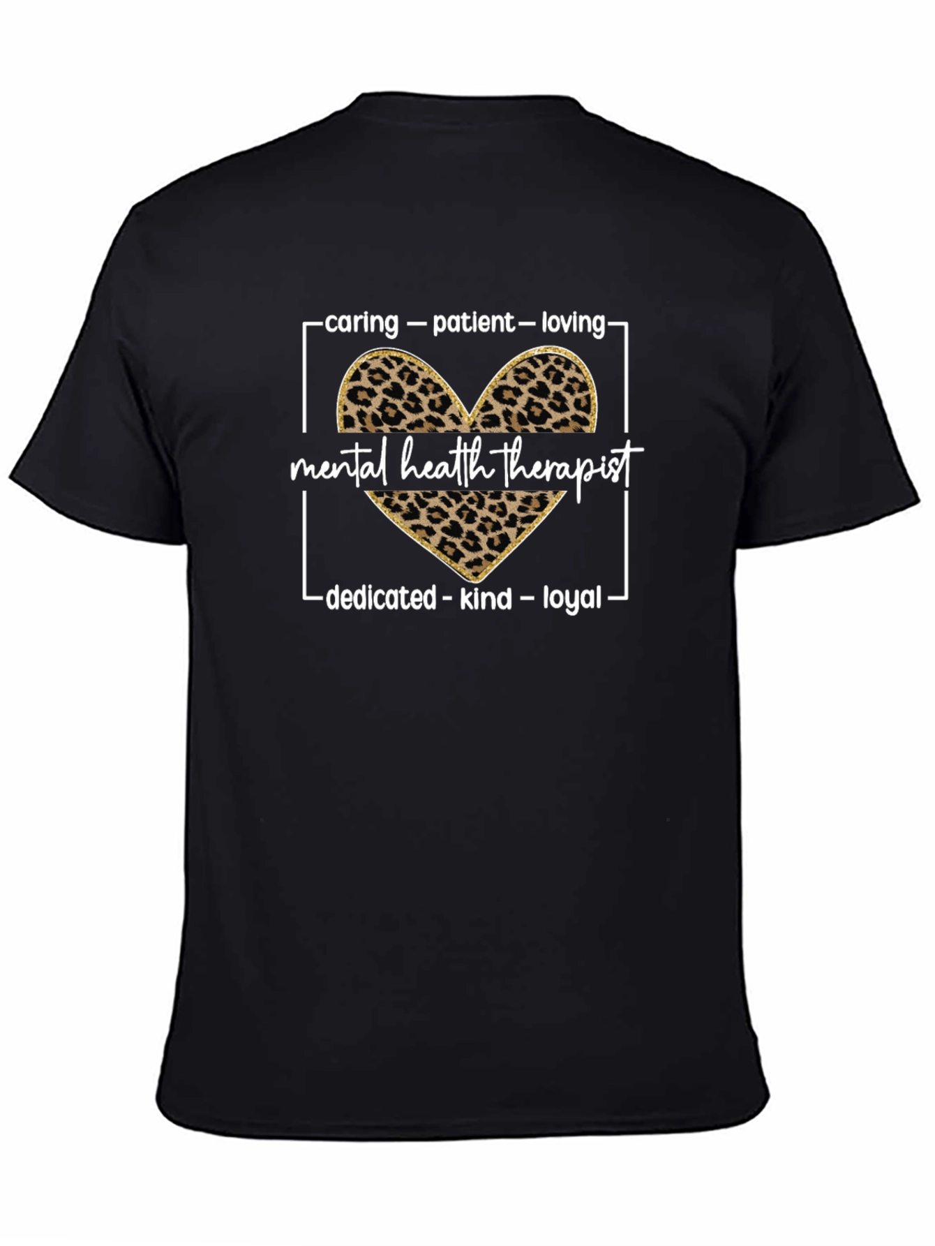 Mental Health Therapist Leopard Print Heart Tee