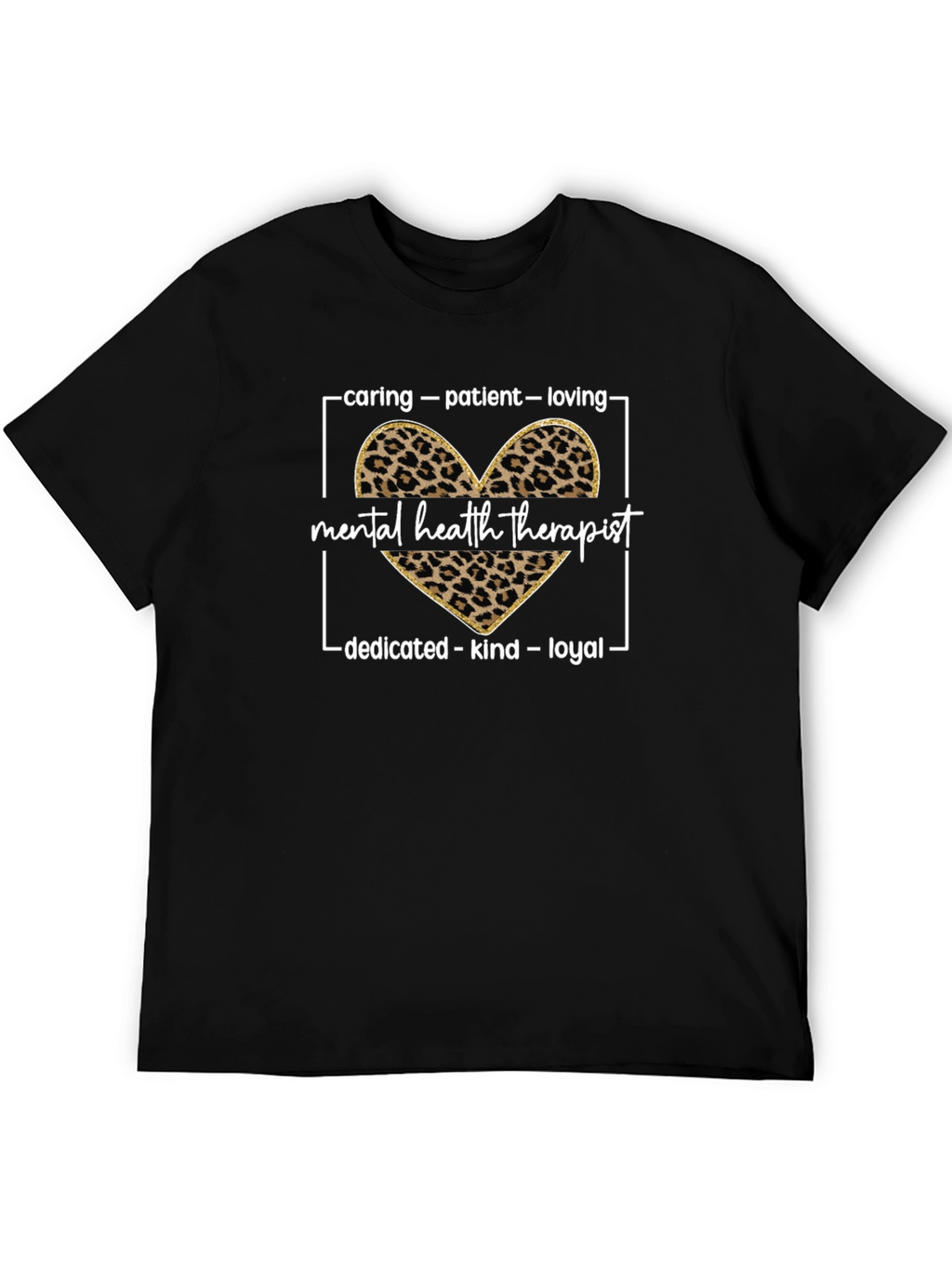 Mental Health Therapist Leopard Print Heart Tee