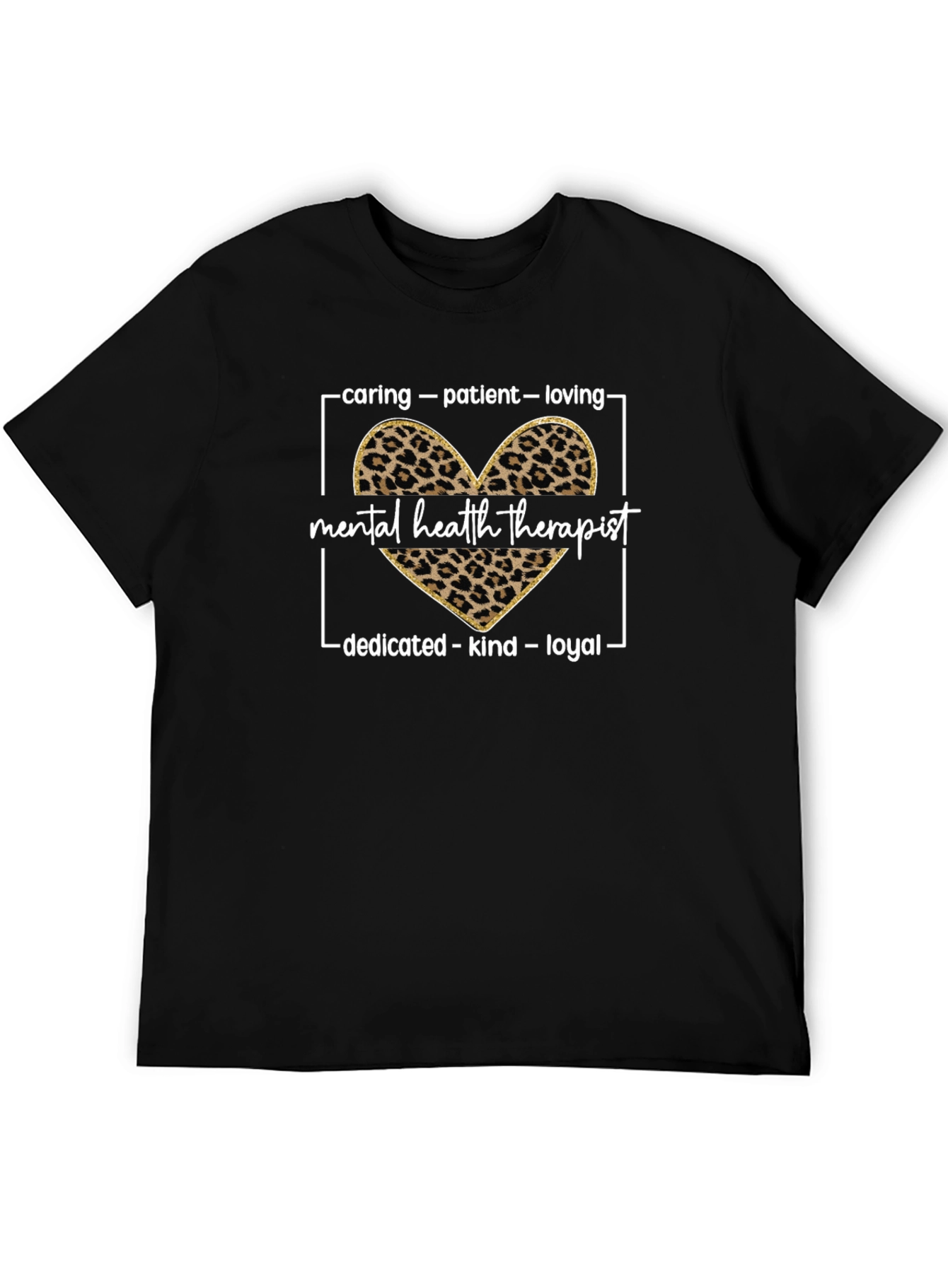 Mental Health Therapist Leopard Print Heart Tee