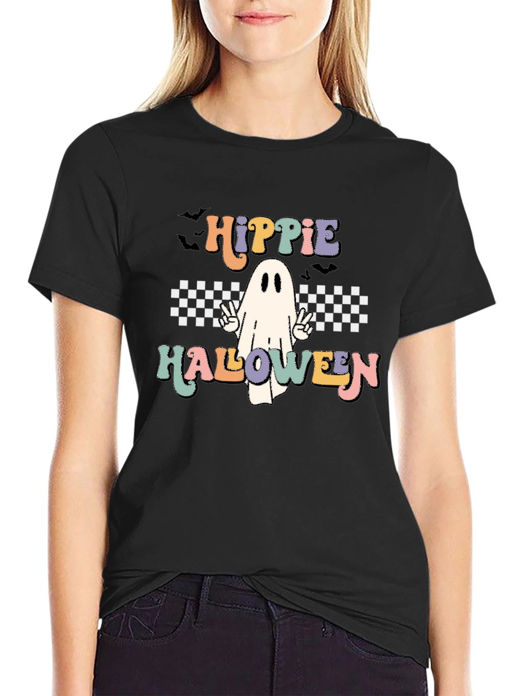 Hippie Halloween Ghost Graphic Tee
