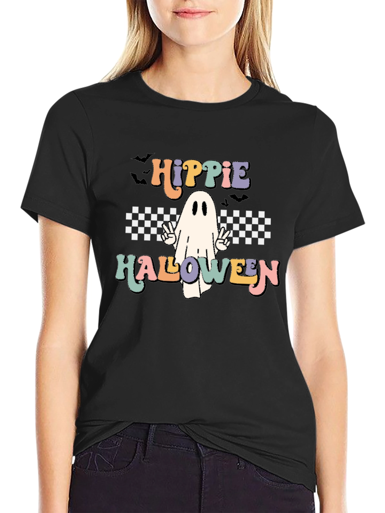 Hippie Halloween Ghost Graphic Tee