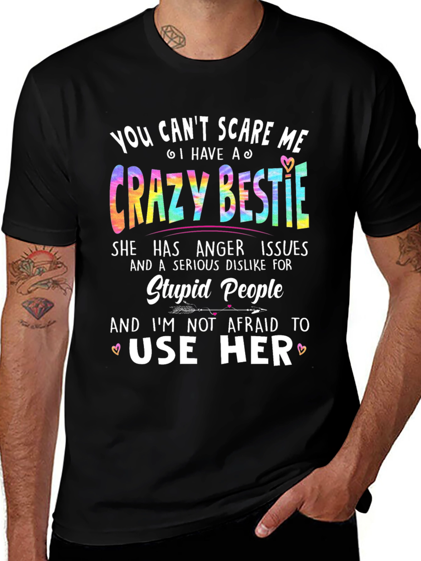Crazy Bestie Graphic Tee - Novelty T-Shirt