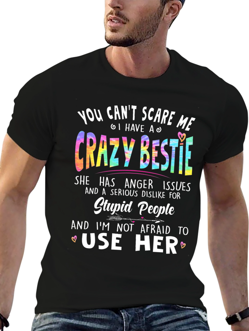 Crazy Bestie Graphic Tee - Novelty T-Shirt