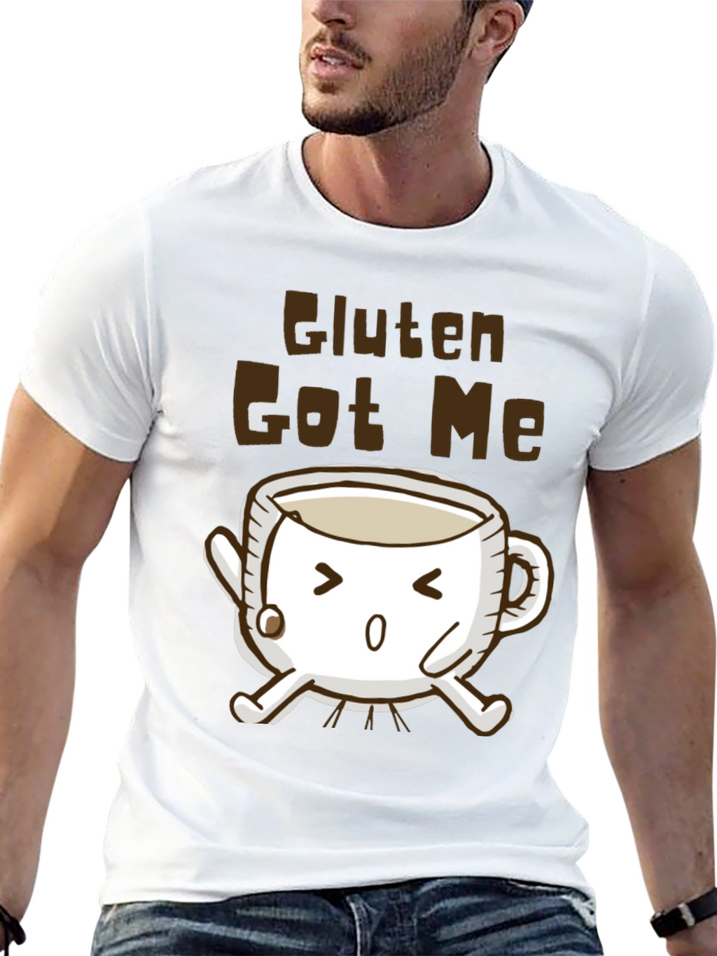 Gluten Got Me Mug Cartoon T-Shirt