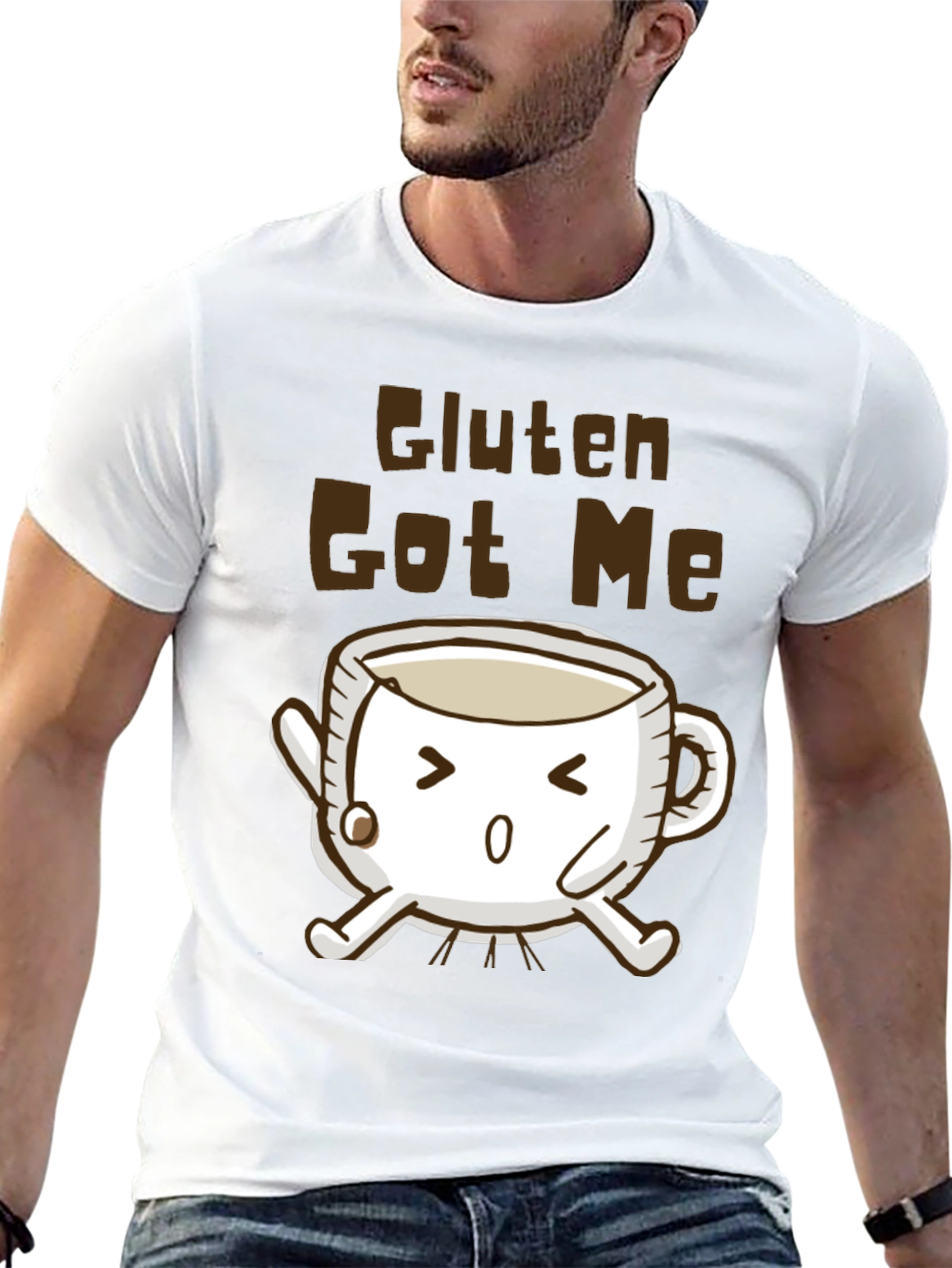 Gluten Got Me Mug Cartoon T-Shirt