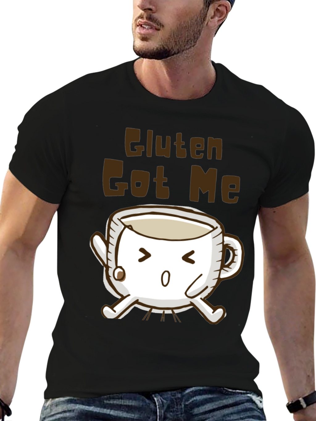 Gluten Got Me Mug Cartoon T-Shirt