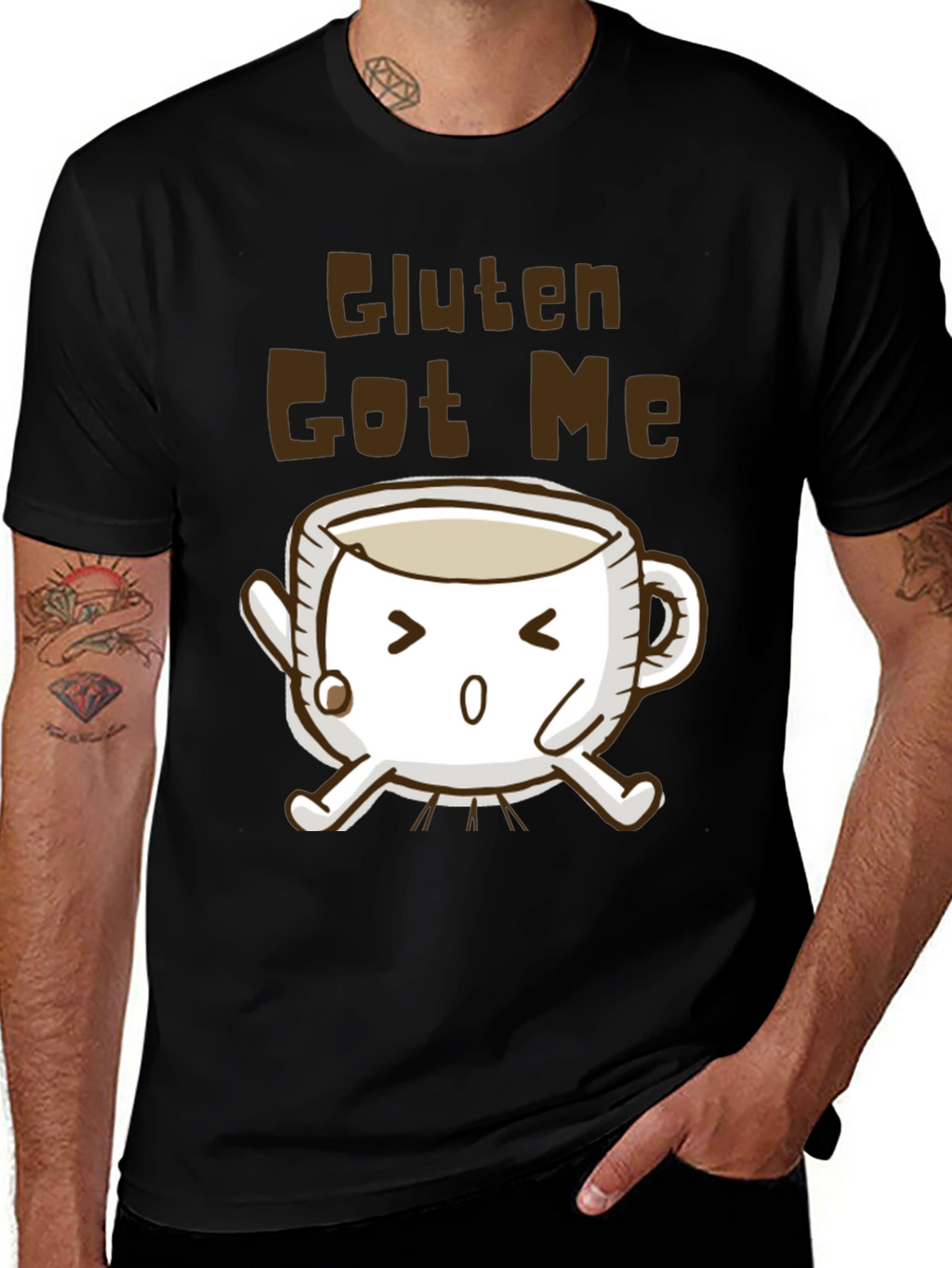 Gluten Got Me Mug Cartoon T-Shirt