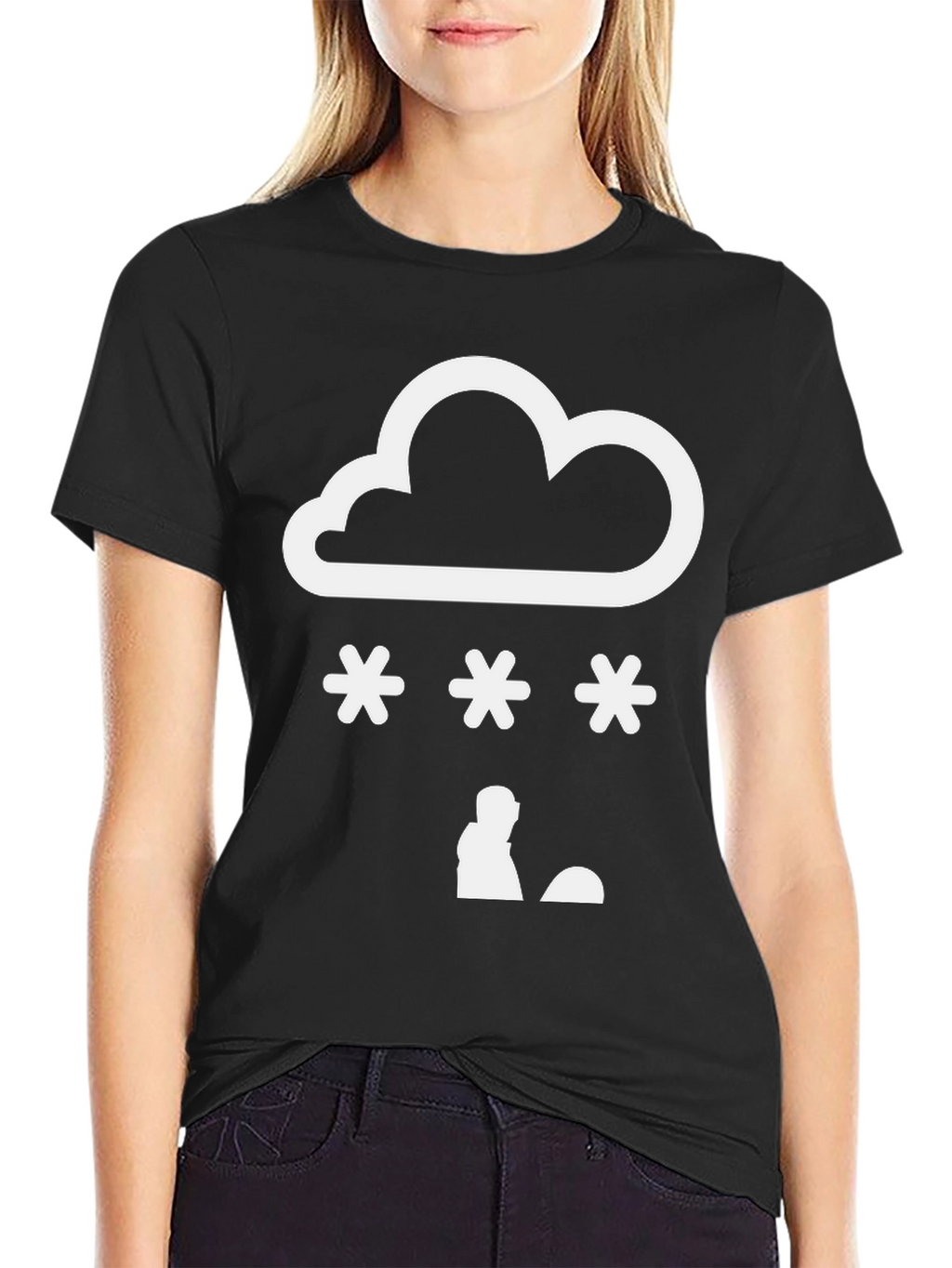 Snow Day Graphic Tee - Black Cotton Blend Shirt